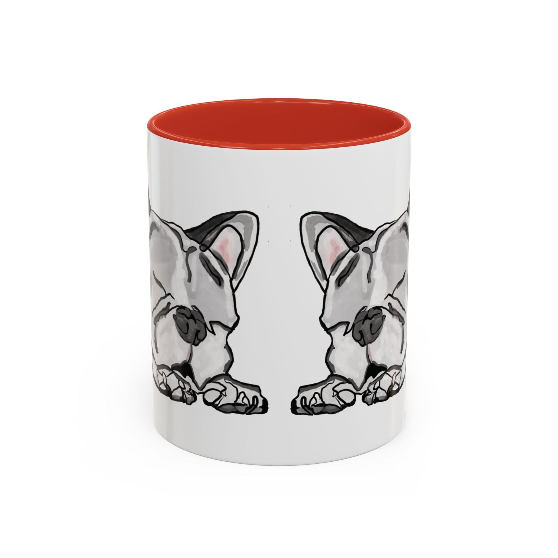Sleeping French Bulldog Two - Tone Ceramic Mugs - 11 oz and 15 oz - Blue Cava