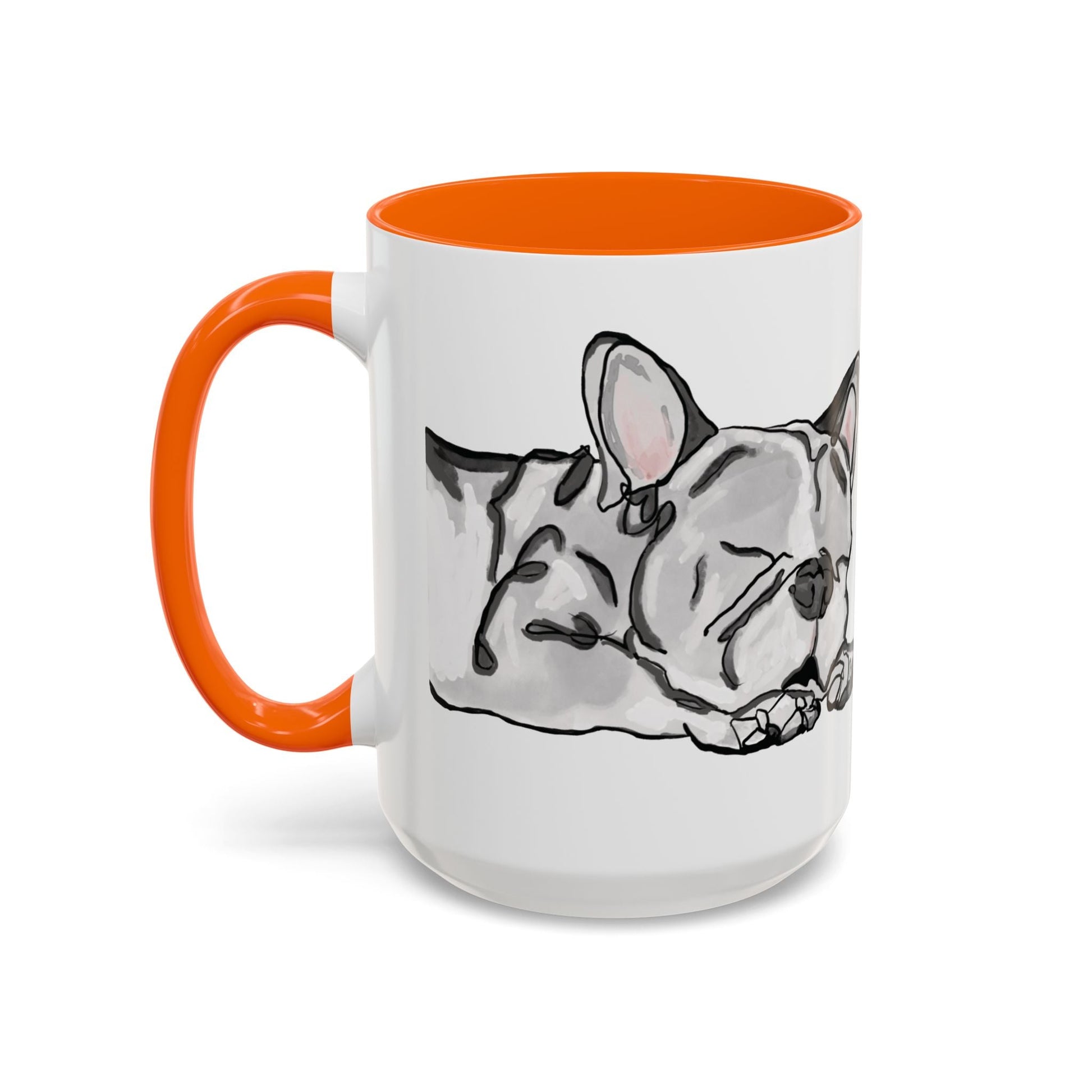 Sleeping French Bulldog Two - Tone Ceramic Mugs - 11 oz and 15 oz - Blue Cava