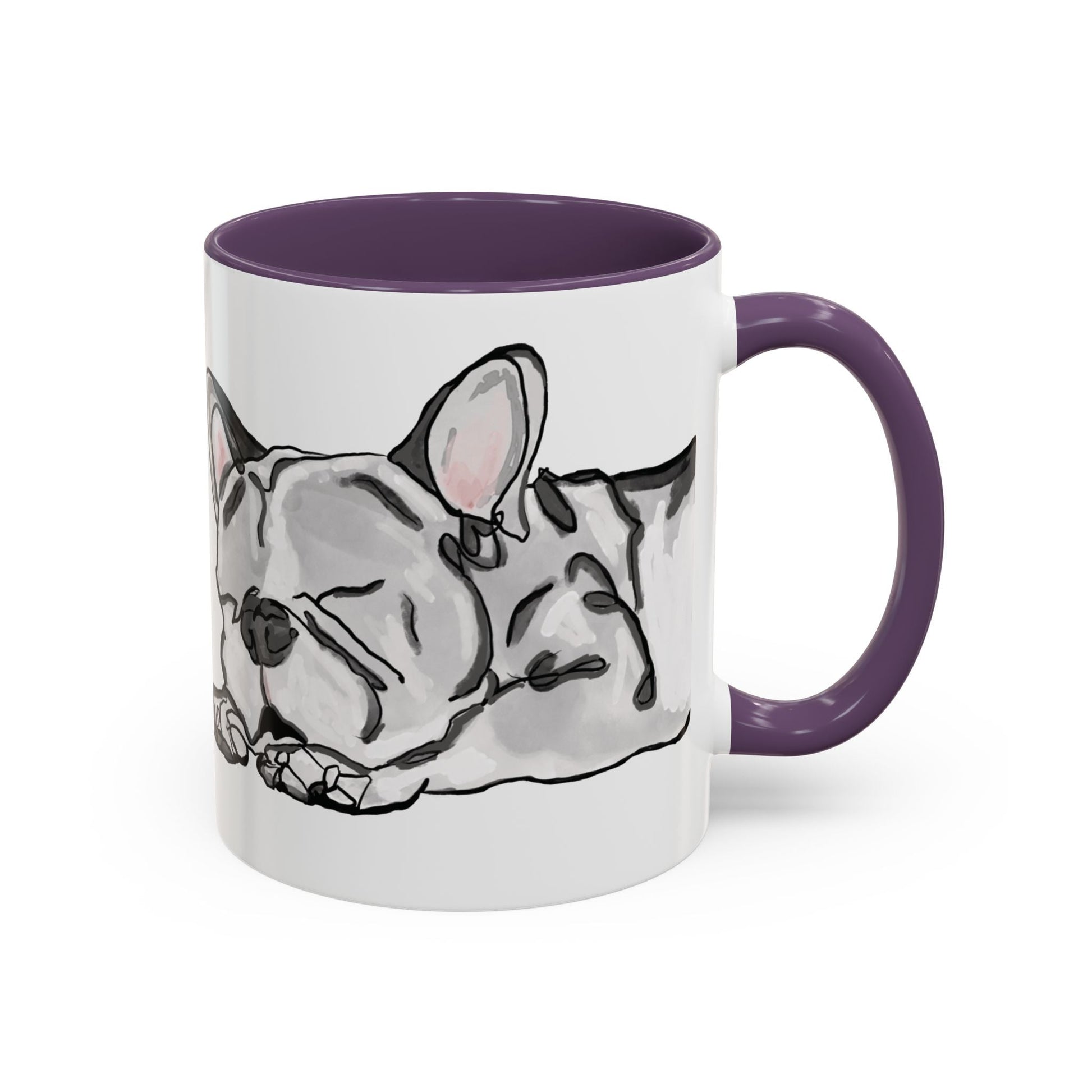 Sleeping French Bulldog Two - Tone Ceramic Mugs - 11 oz and 15 oz - Blue Cava