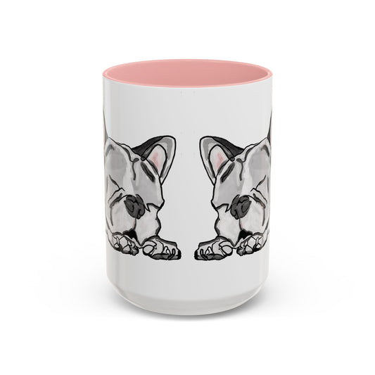 Sleeping French Bulldog Two - Tone Ceramic Mugs - 11 oz and 15 oz - Blue Cava