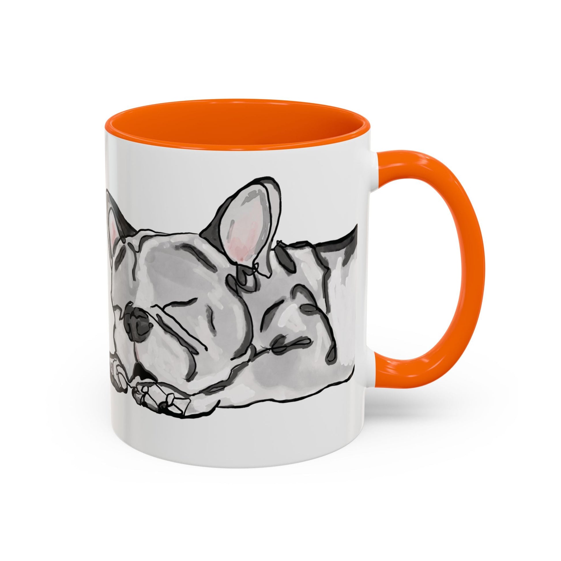 Sleeping French Bulldog Two - Tone Ceramic Mugs - 11 oz and 15 oz - Blue Cava