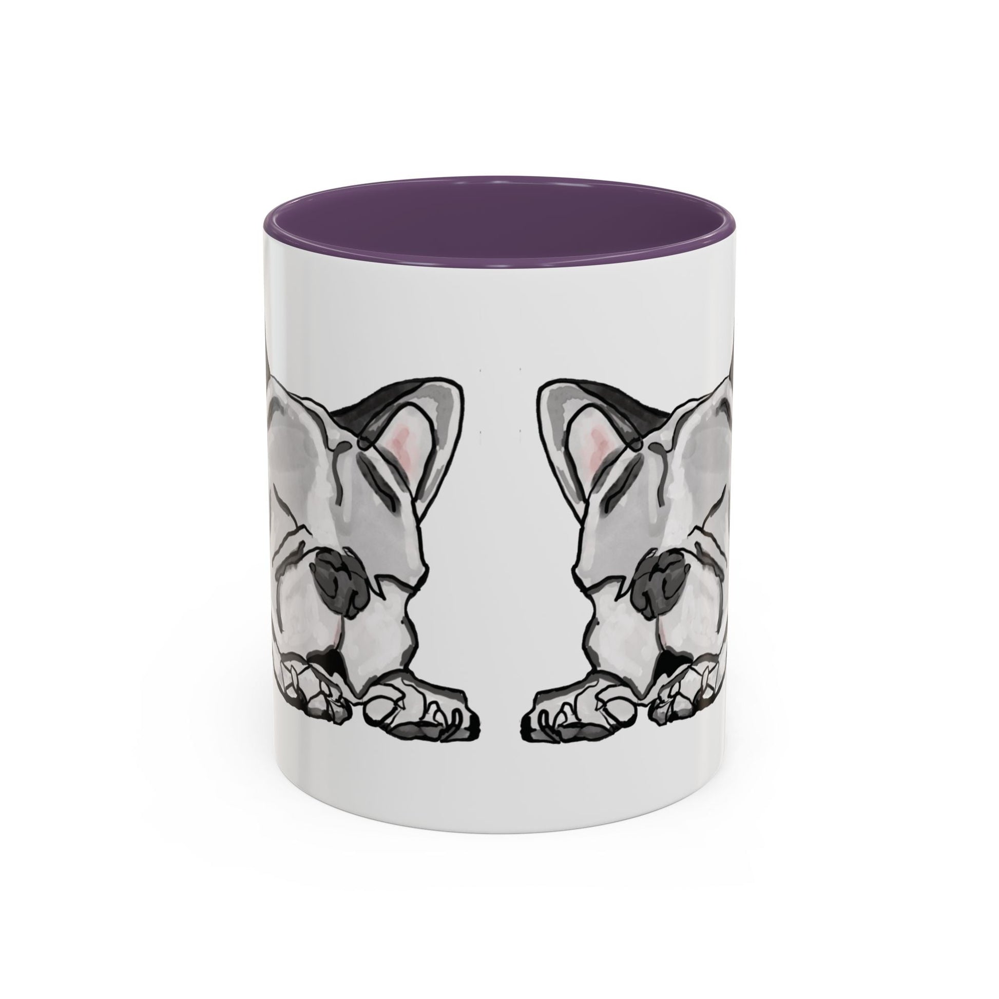 Sleeping French Bulldog Two - Tone Ceramic Mugs - 11 oz and 15 oz - Blue Cava