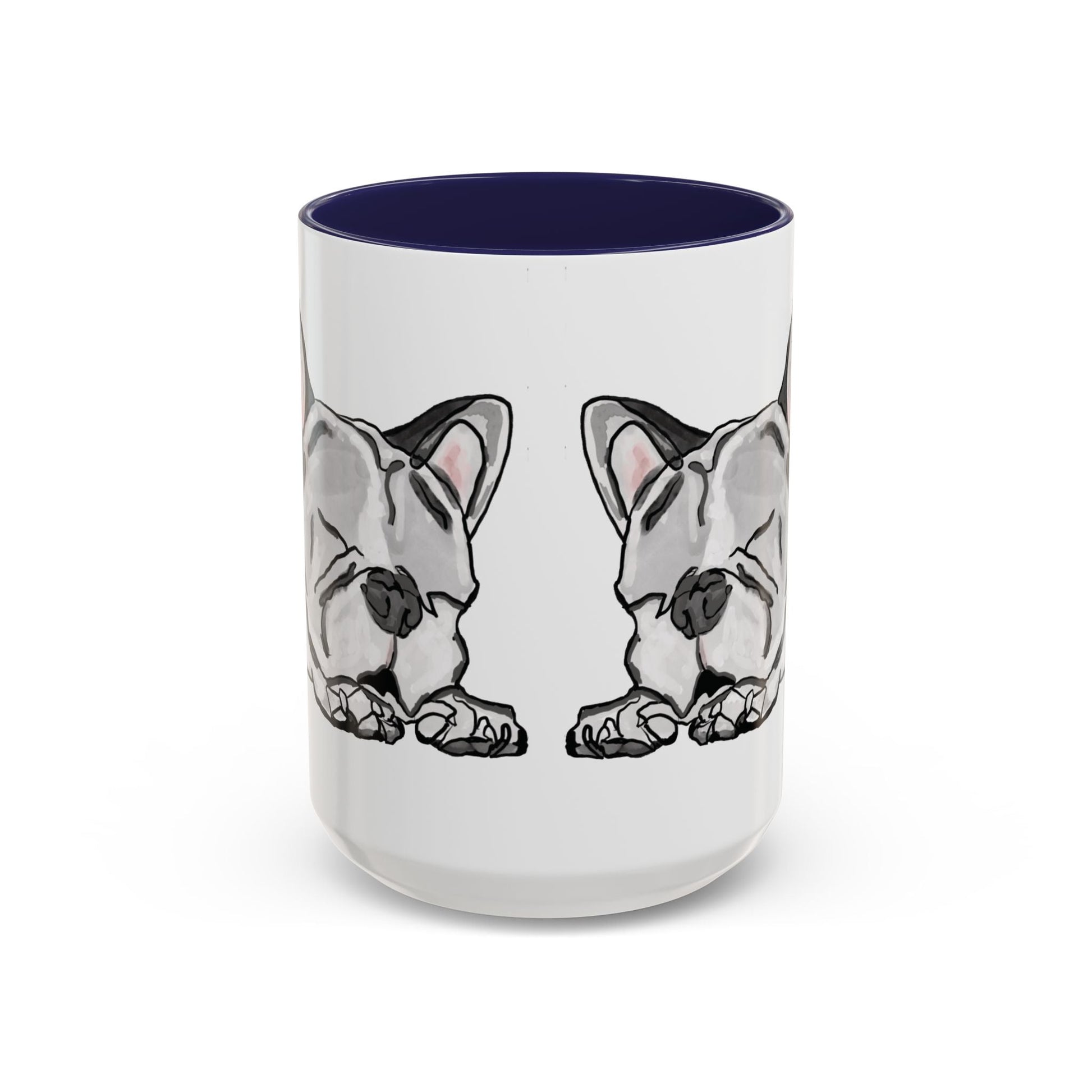 Sleeping French Bulldog Two - Tone Ceramic Mugs - 11 oz and 15 oz - Blue Cava