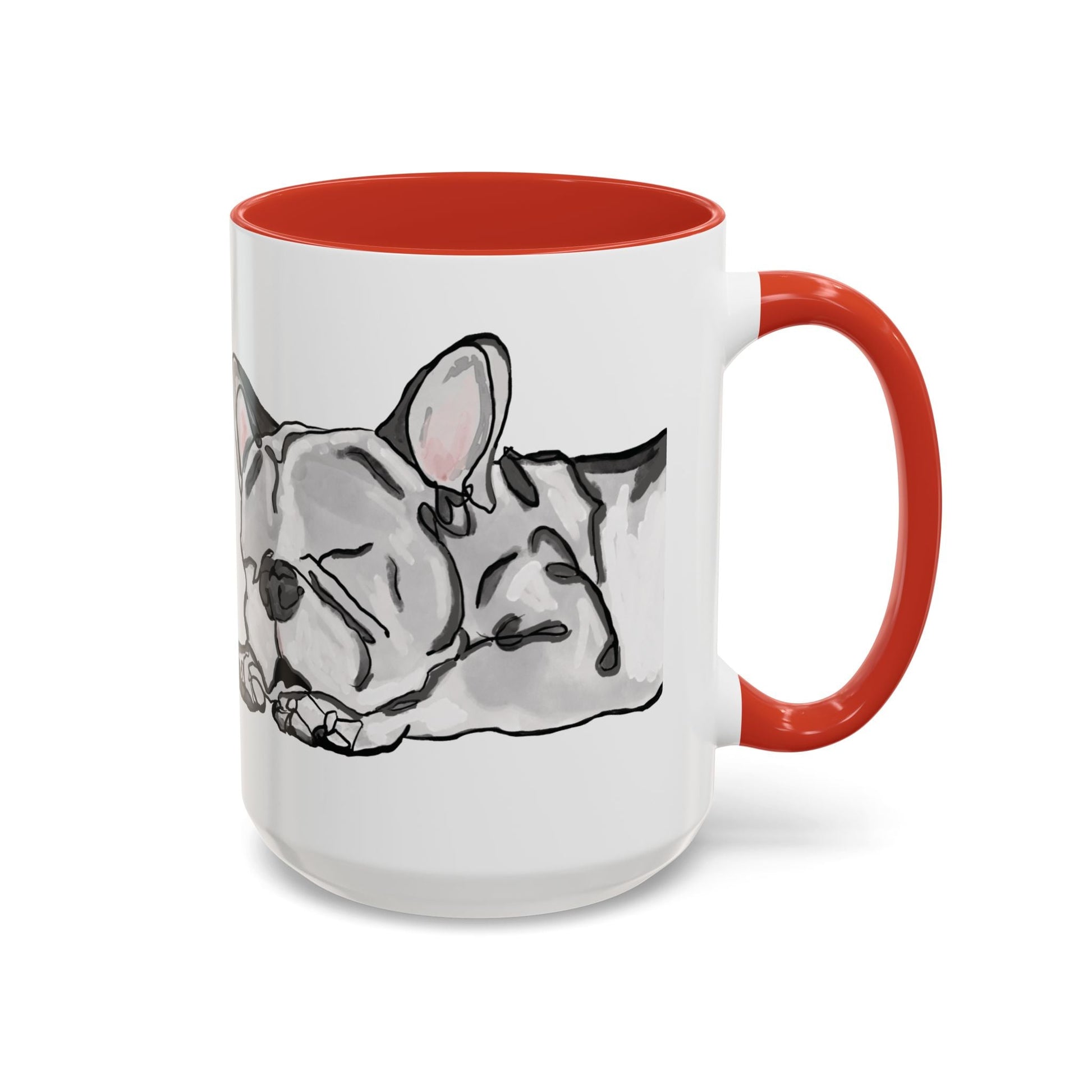 Sleeping French Bulldog Two - Tone Ceramic Mugs - 11 oz and 15 oz - Blue Cava