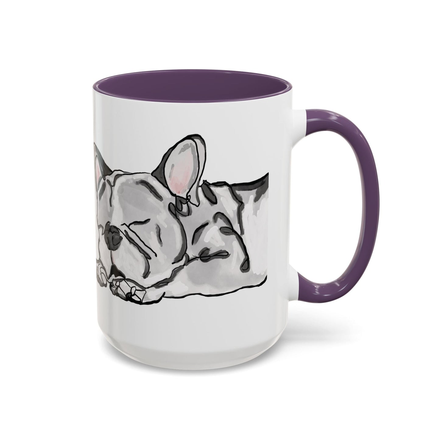 Sleeping French Bulldog Two - Tone Ceramic Mugs - 11 oz and 15 oz - Blue Cava