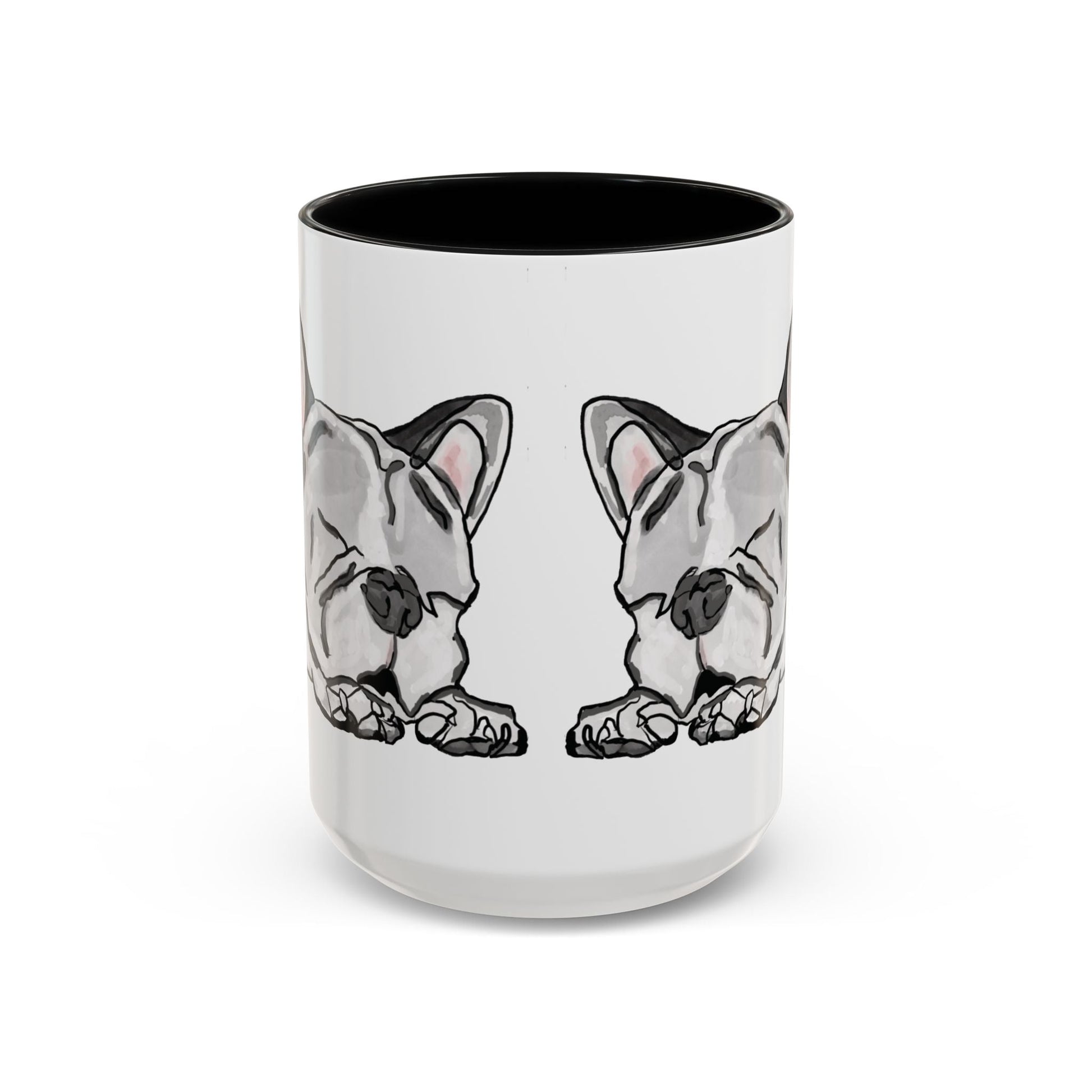 Sleeping French Bulldog Two - Tone Ceramic Mugs - 11 oz and 15 oz - Blue Cava