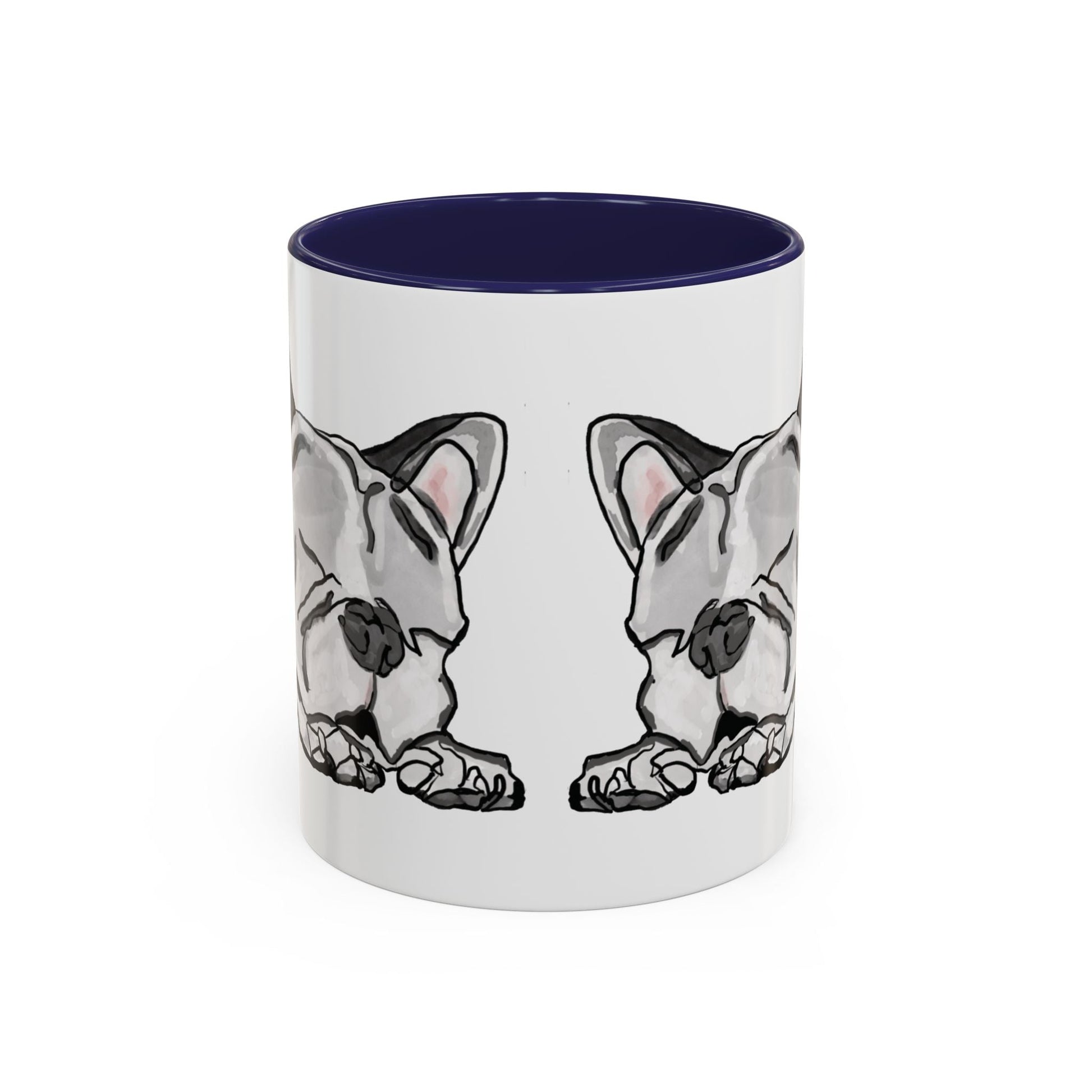 Sleeping French Bulldog Two - Tone Ceramic Mugs - 11 oz and 15 oz - Blue Cava