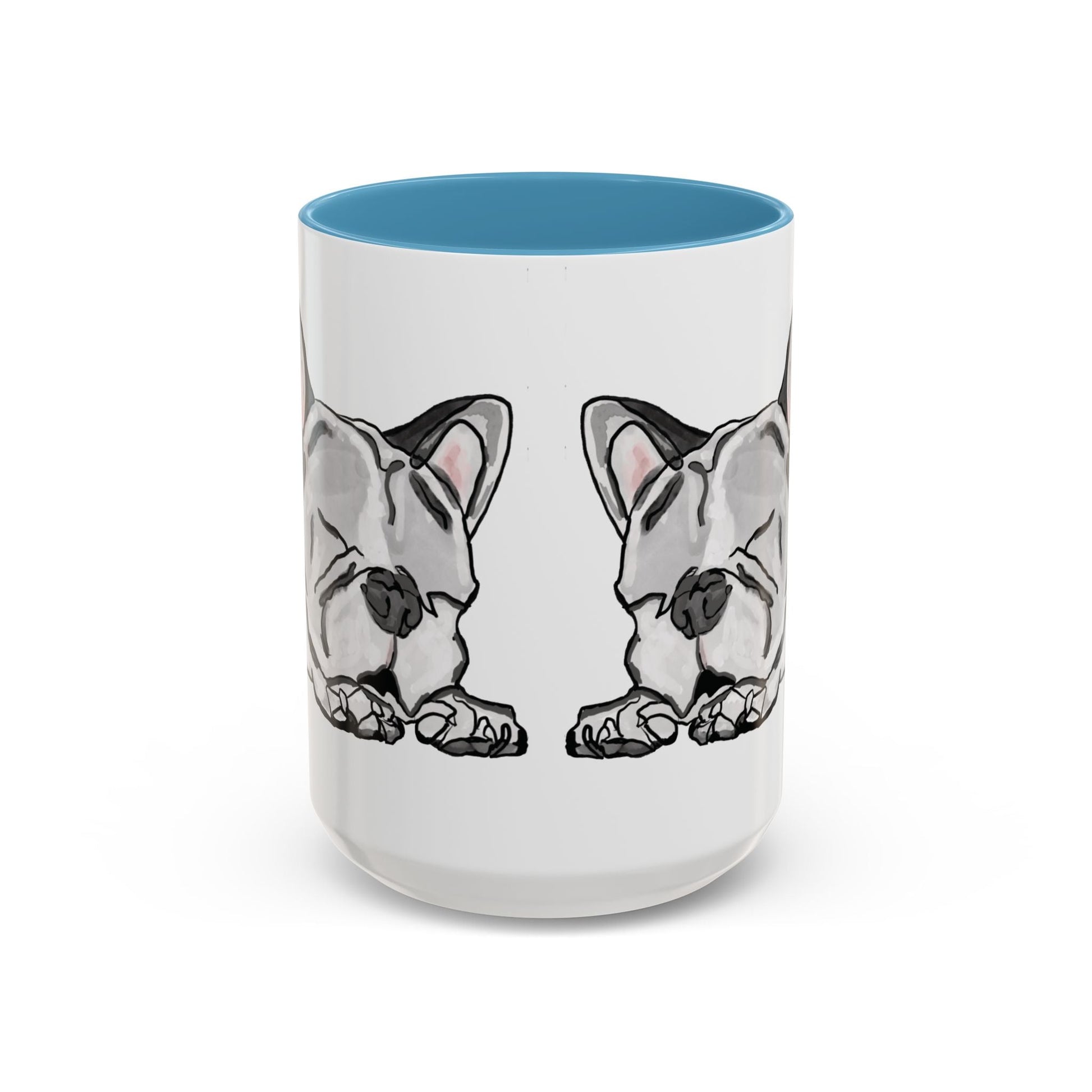 Sleeping French Bulldog Two - Tone Ceramic Mugs - 11 oz and 15 oz - Blue Cava