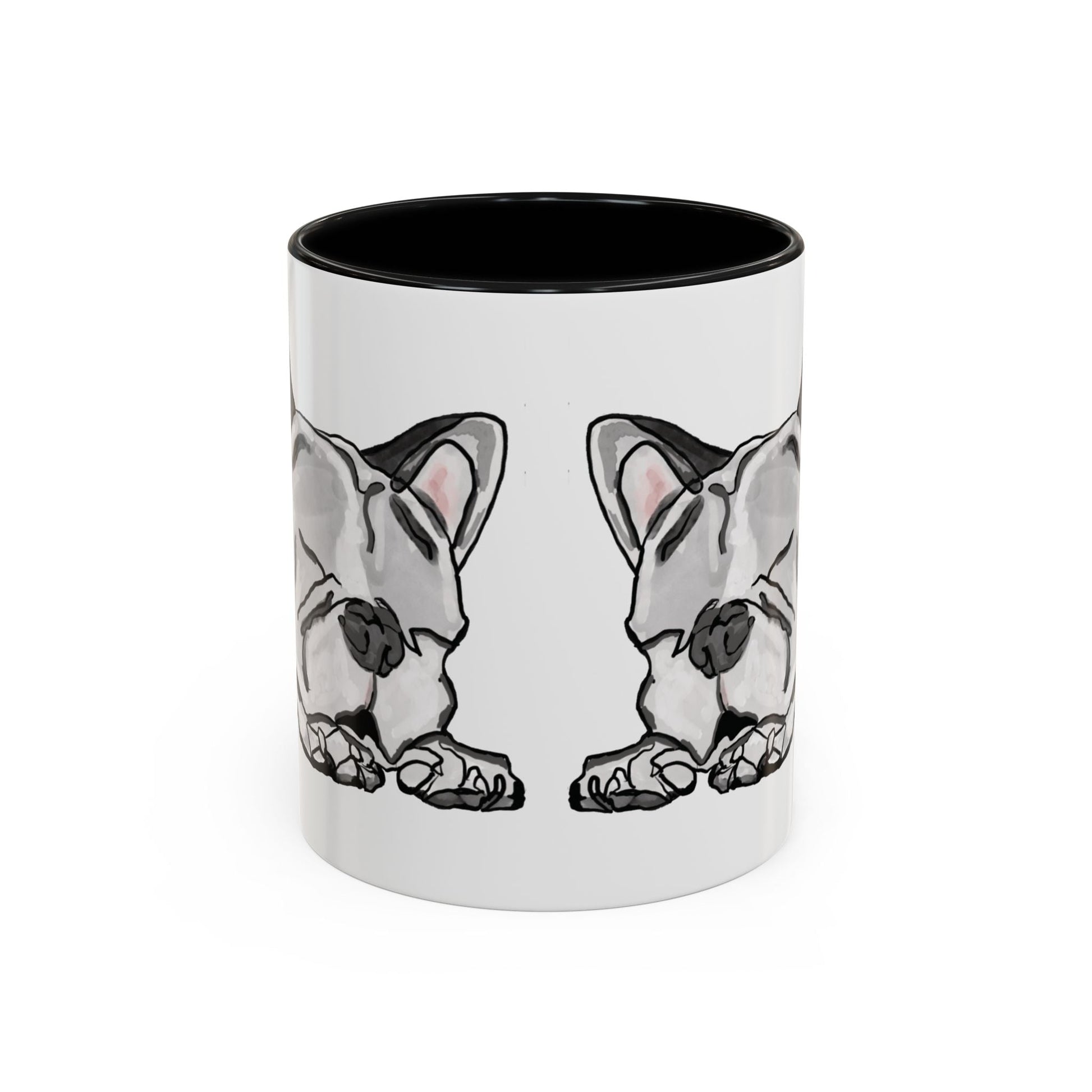 Sleeping French Bulldog Two - Tone Ceramic Mugs - 11 oz and 15 oz - Blue Cava
