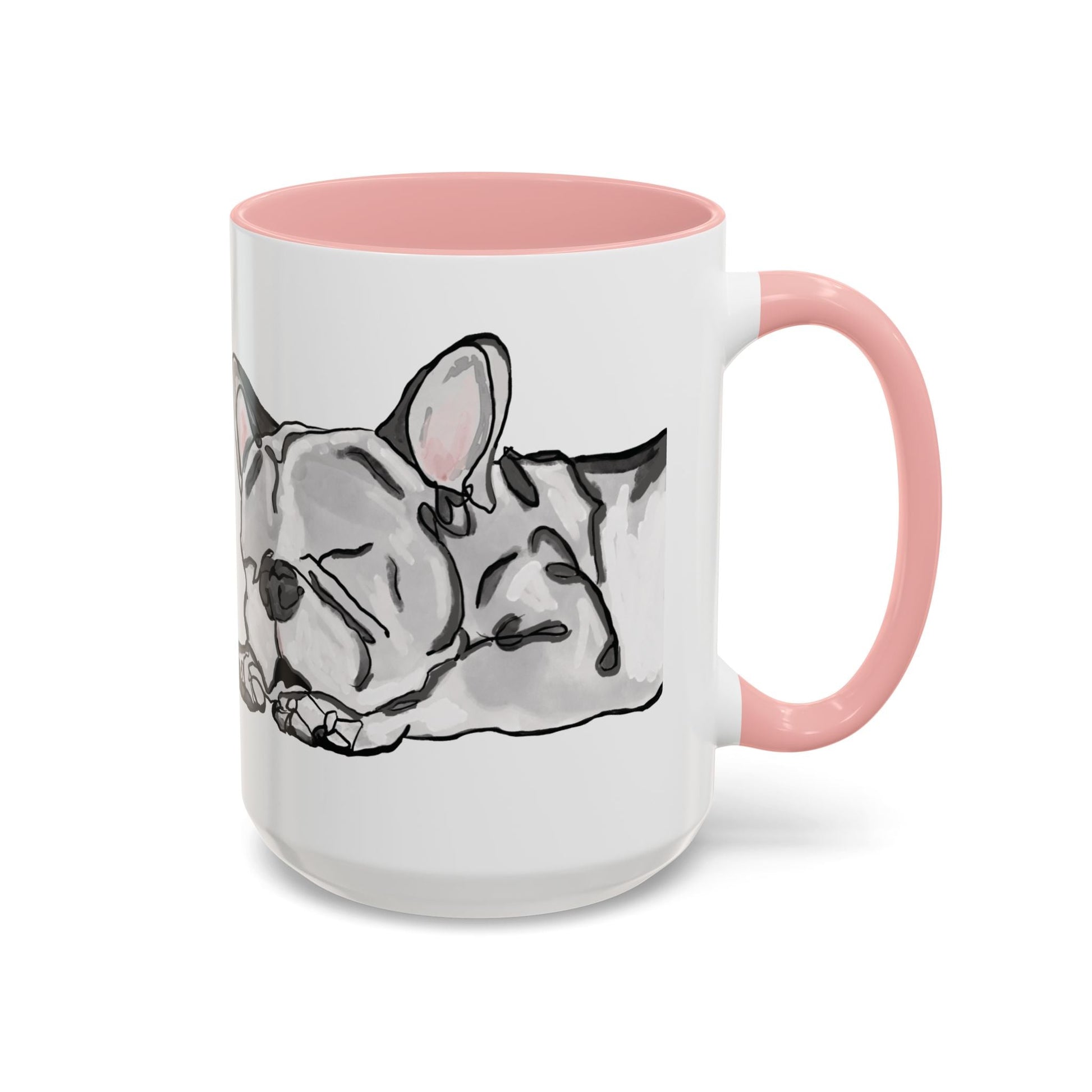 Sleeping French Bulldog Two - Tone Ceramic Mugs - 11 oz and 15 oz - Blue Cava