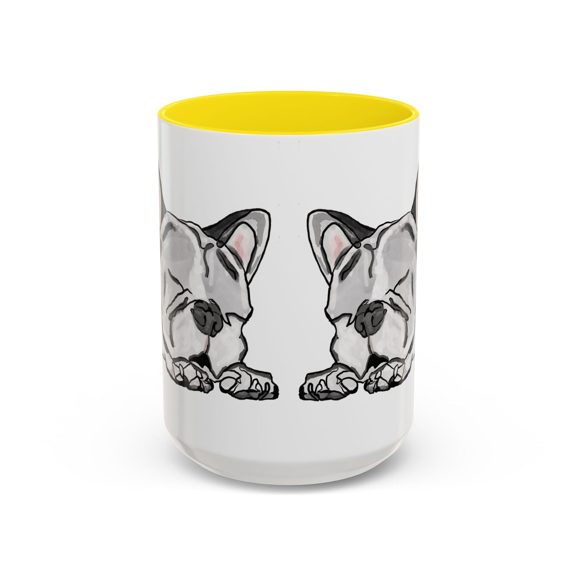 Sleeping French Bulldog Two - Tone Ceramic Mugs - 11 oz and 15 oz - Blue Cava