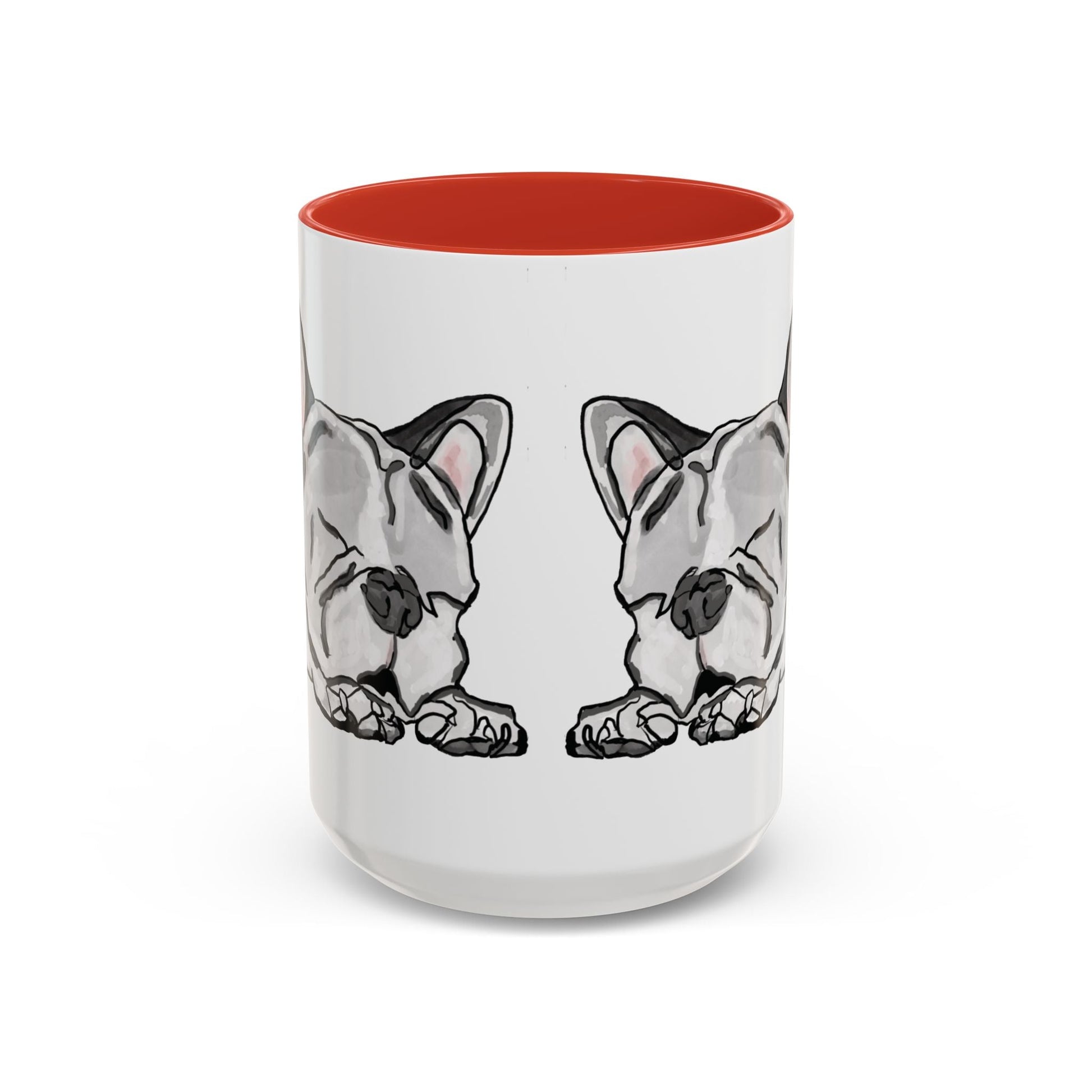 Sleeping French Bulldog Two - Tone Ceramic Mugs - 11 oz and 15 oz - Blue Cava