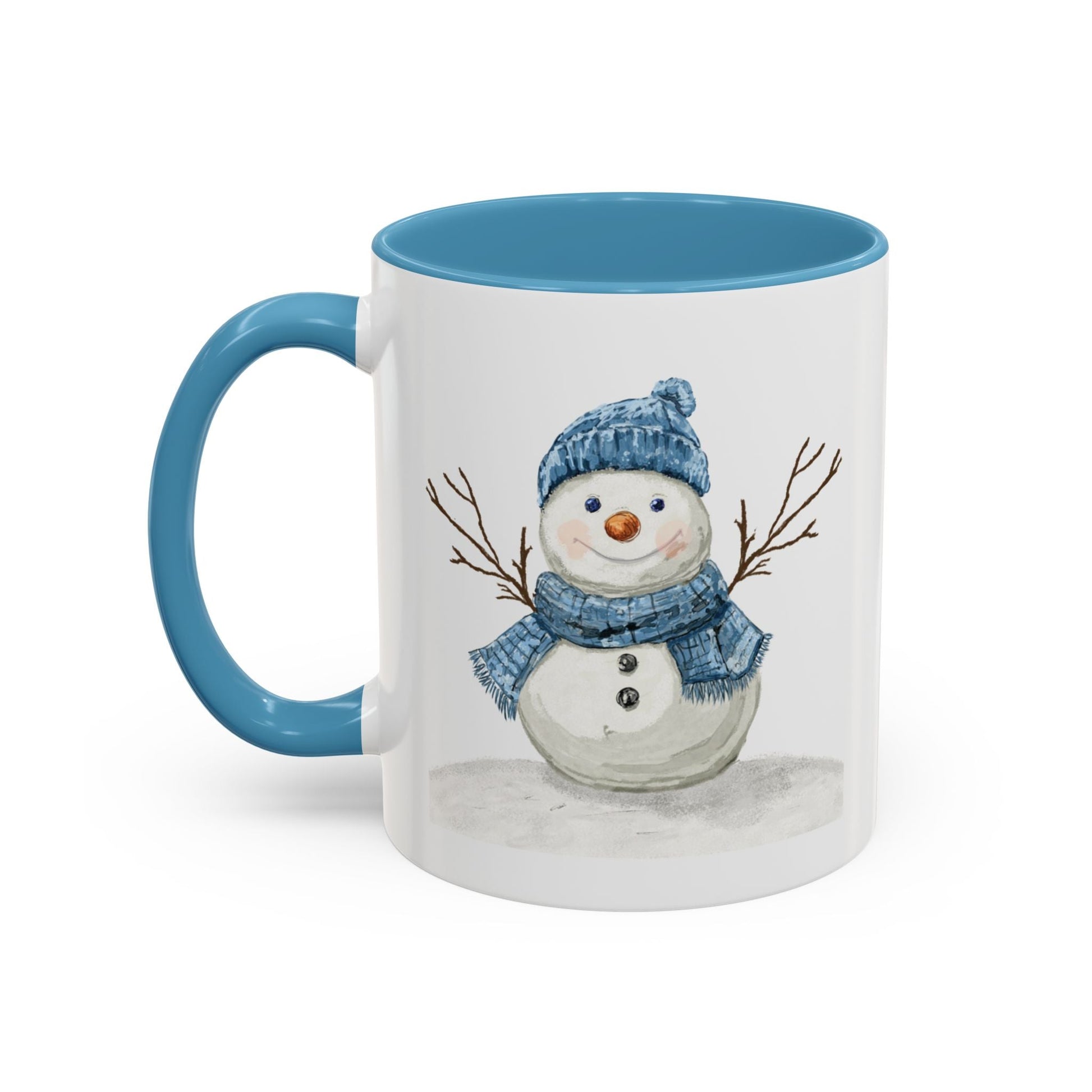 Snowman Accent Coffee Mug (11oz & 15oz) - Blue Cava