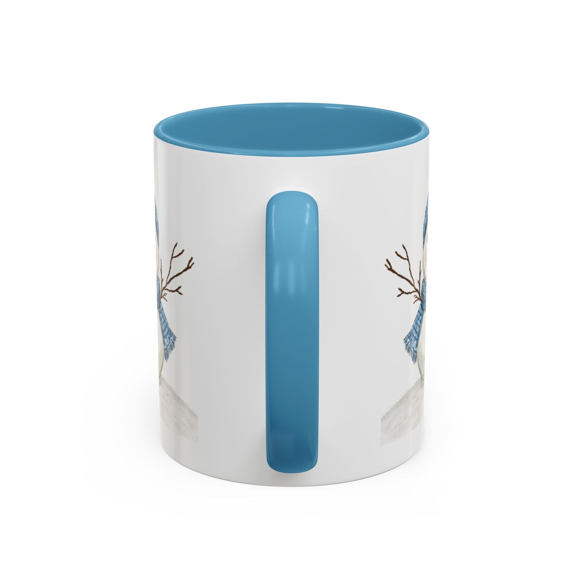 Snowman Accent Coffee Mug (11oz & 15oz) - Blue Cava