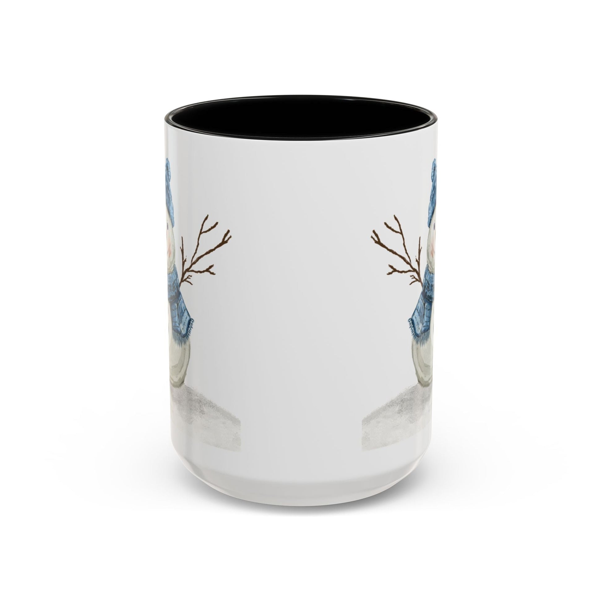 Snowman Accent Coffee Mug (11oz & 15oz) - Blue Cava
