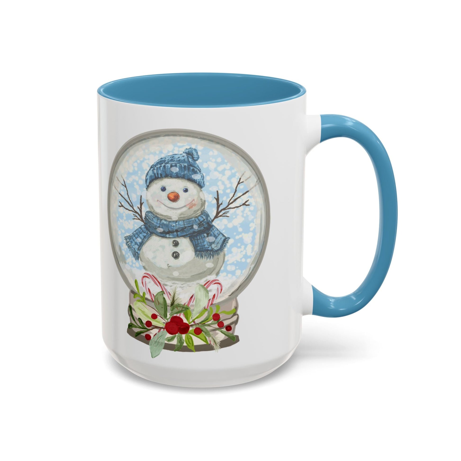 Snowman Globe Two Tone Ceramic Mug - Blue Cava