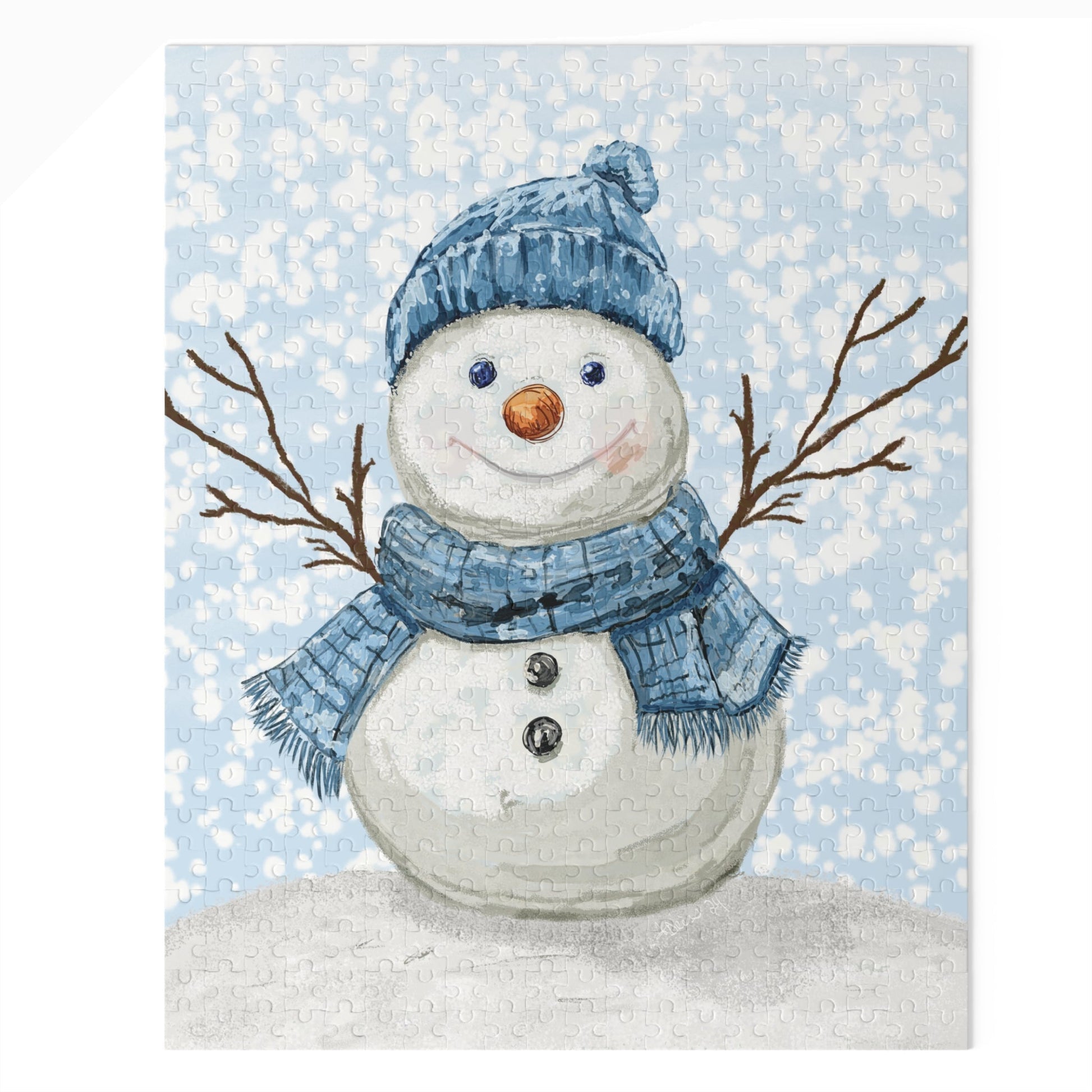 Snowman Puzzles for Winter Fun, 120 - 500 Piece Jigsaw - Blue Cava