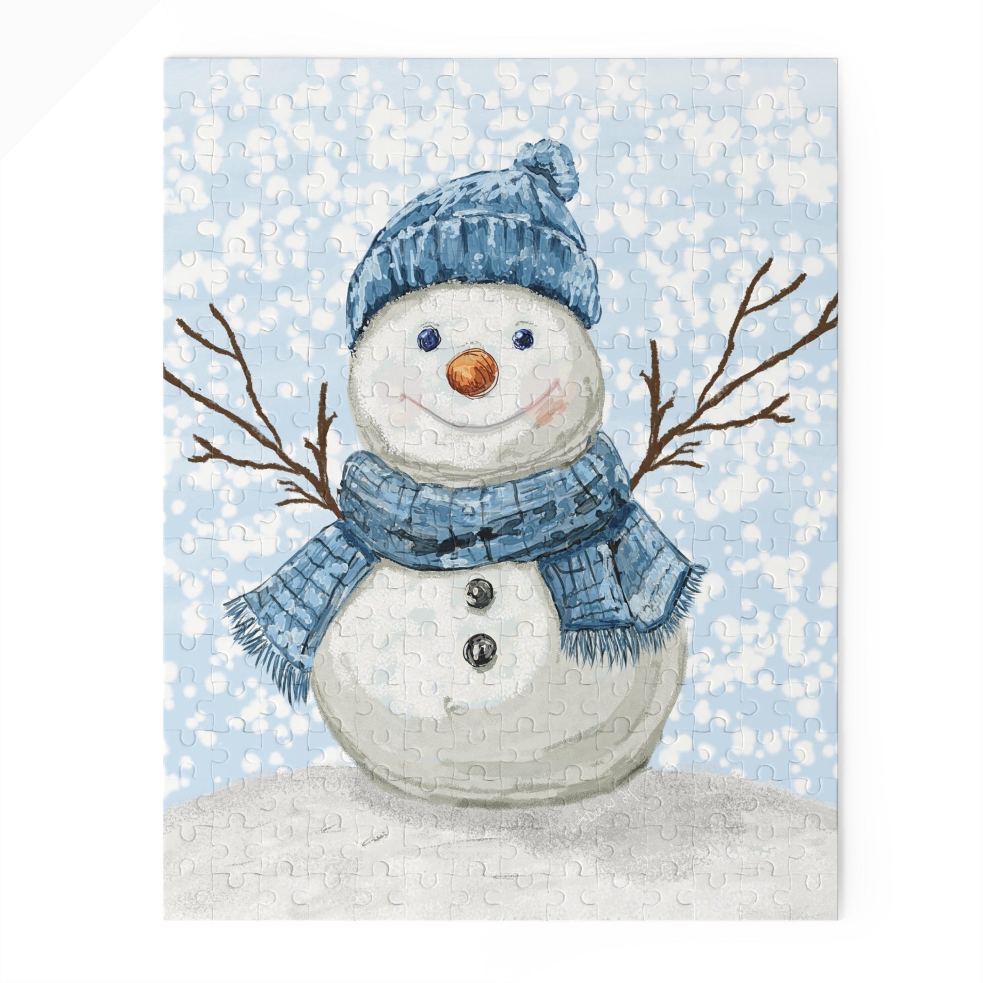 Snowman Puzzles for Winter Fun, 120 - 500 Piece Jigsaw - Blue Cava