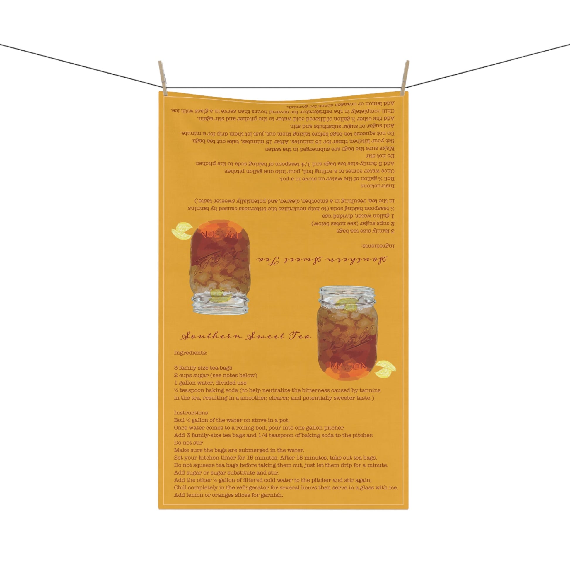 Southern Sweet Tea Recipe Towel - Eco - Friendly - Blue Cava