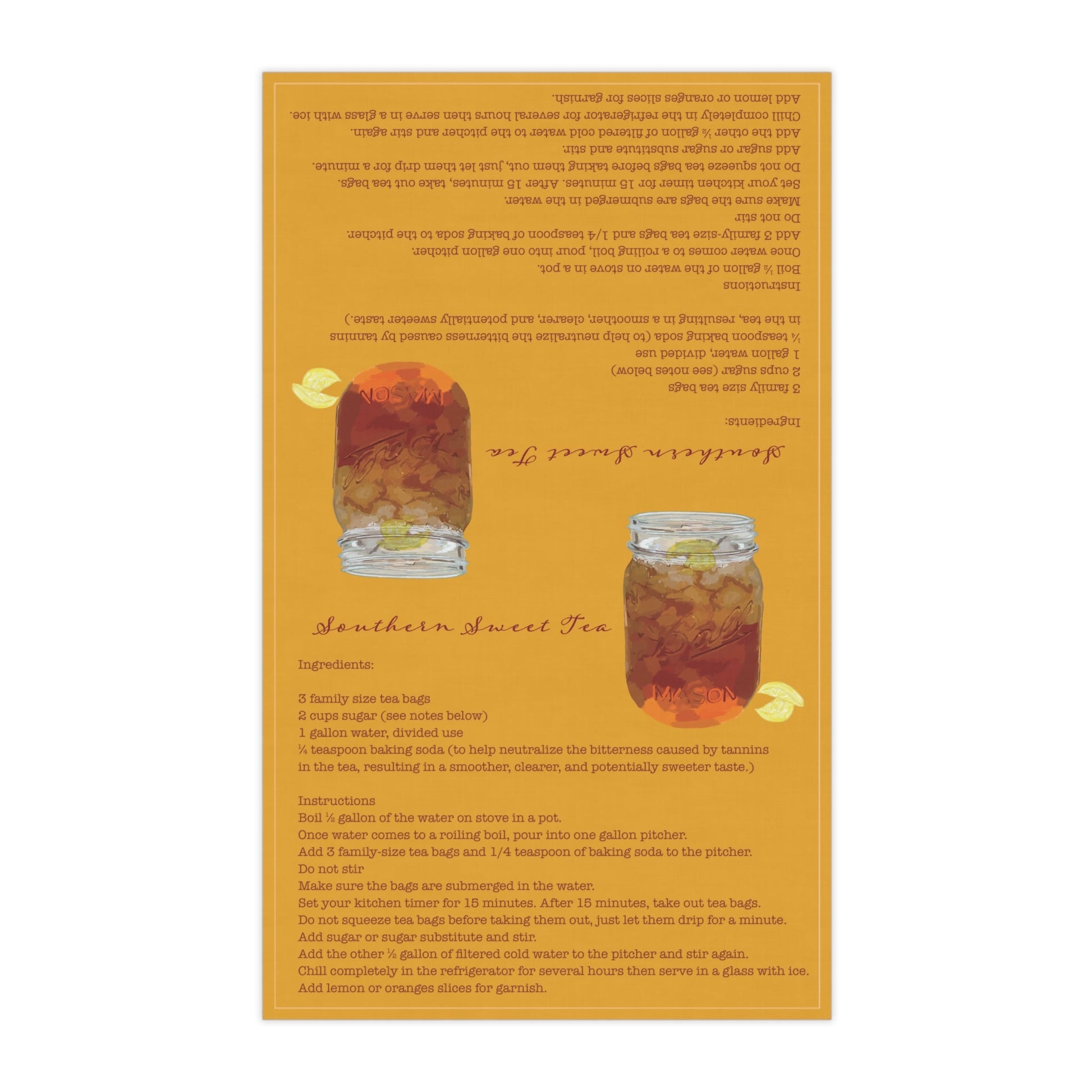Southern Sweet Tea Recipe Towel - Eco - Friendly - Blue Cava