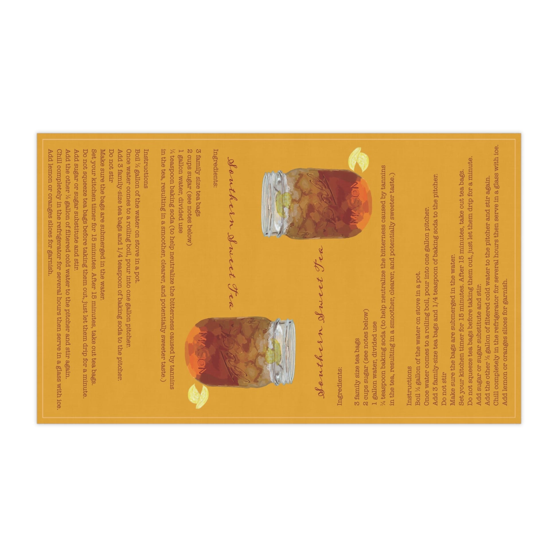 Southern Sweet Tea Recipe Towel - Eco - Friendly - Blue Cava