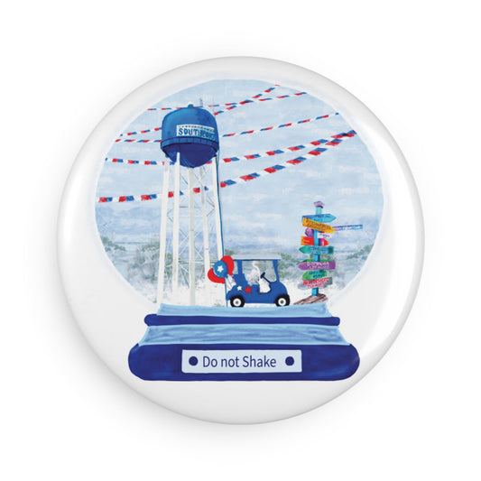 Southport "Do Not Shake" Globe Button Magnet, Round (1 & 10 pcs) - Blue Cava
