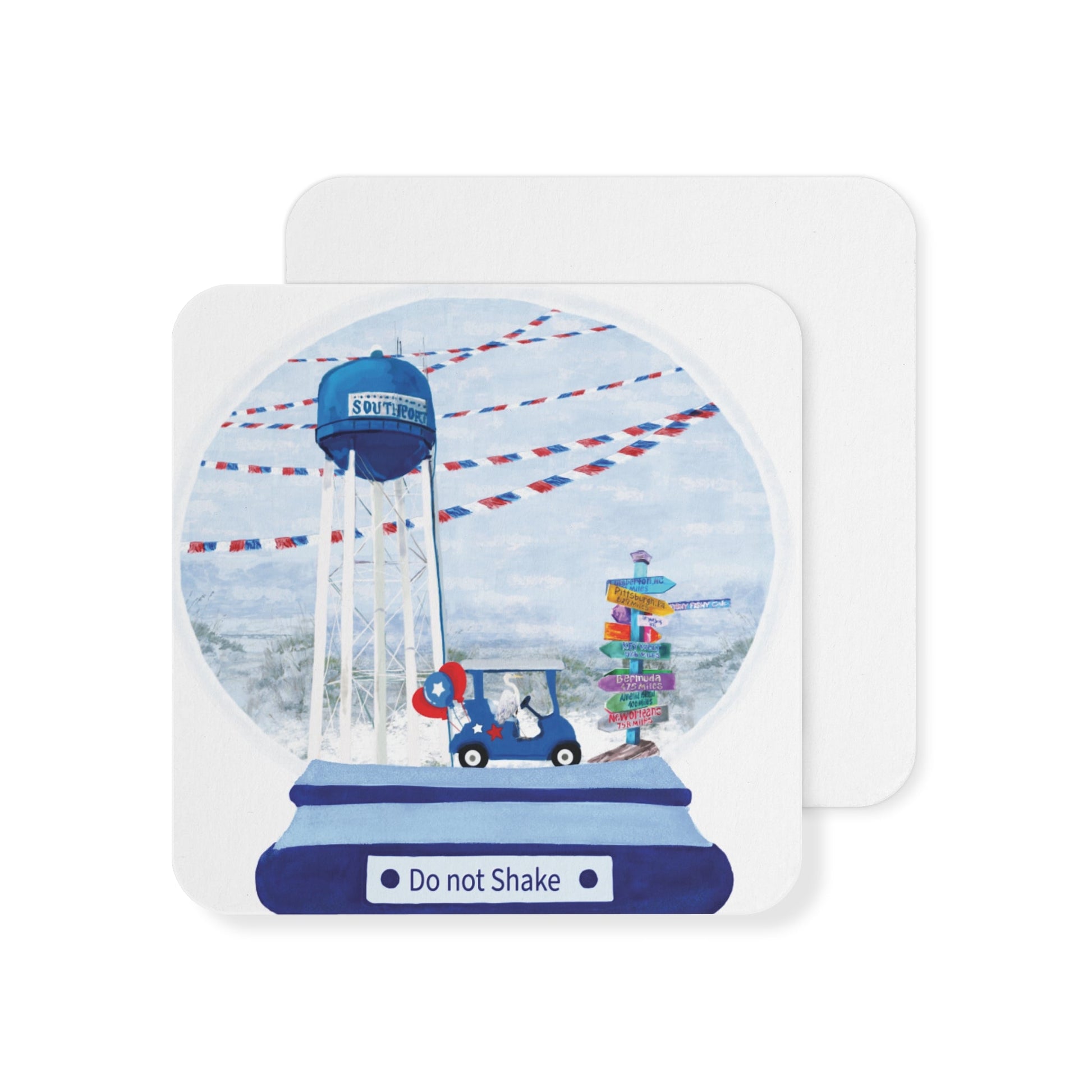 Southport Globe Coasters Set - 50 or 100 pcs | Fun Decor with 'Do Not Shake' Design - Blue Cava