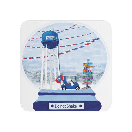 Southport Globe Coasters Set - 50 or 100 pcs | Fun Decor with 'Do Not Shake' Design - Blue Cava