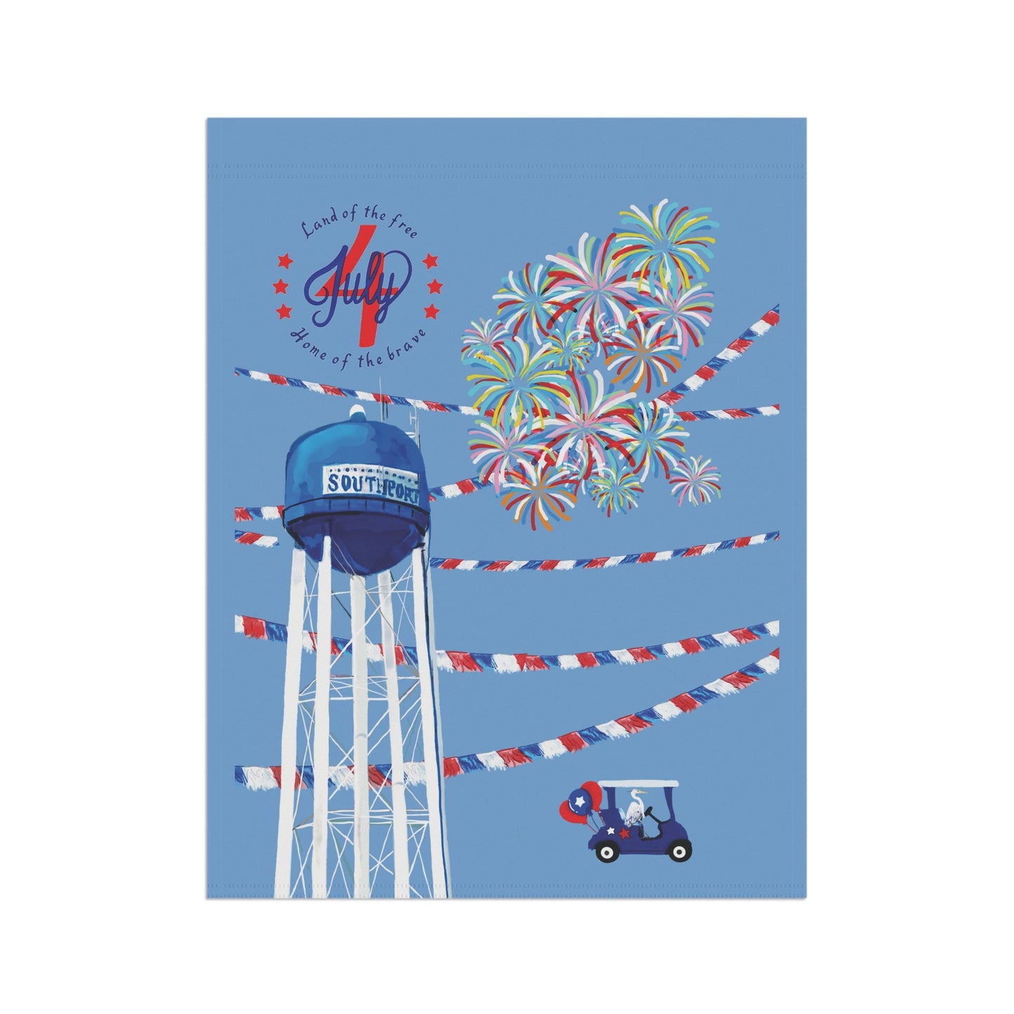 Southport July 4th Celebration House Flag & Garden Flag - Blue Cava