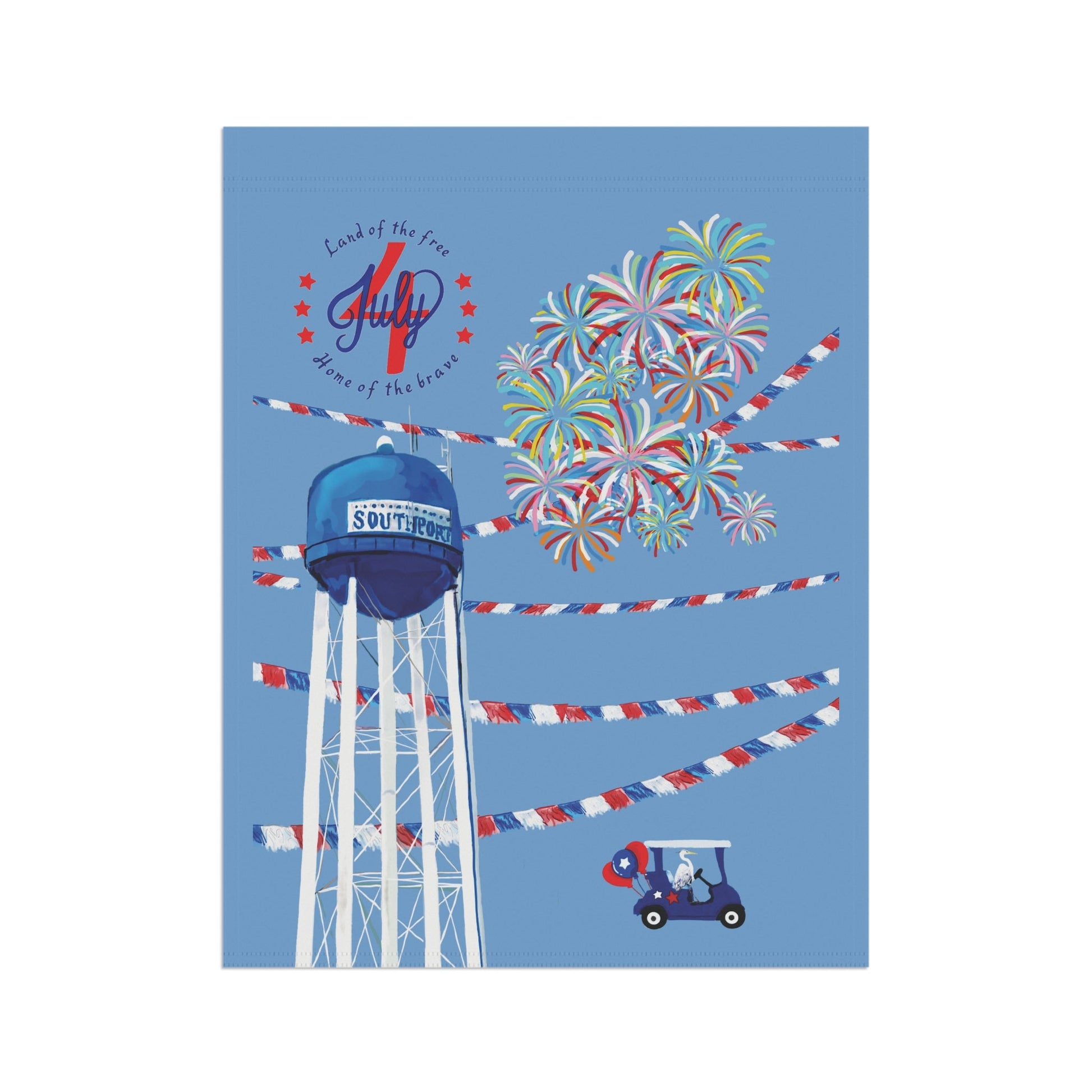 Southport July 4th Celebration House Flag & Garden Flag - Blue Cava