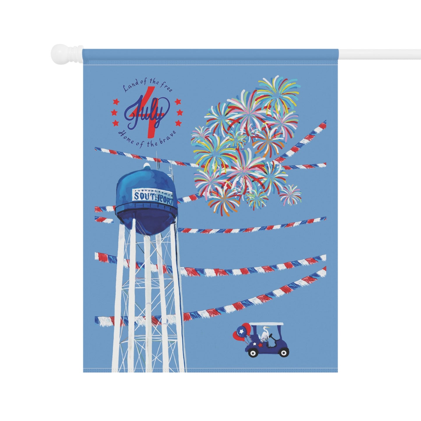 Southport July 4th Celebration House Flag & Garden Flag - Blue Cava