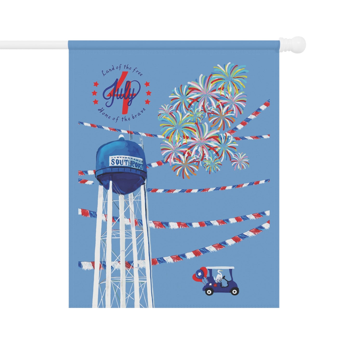 Southport July 4th Celebration House Flag & Garden Flag - Blue Cava