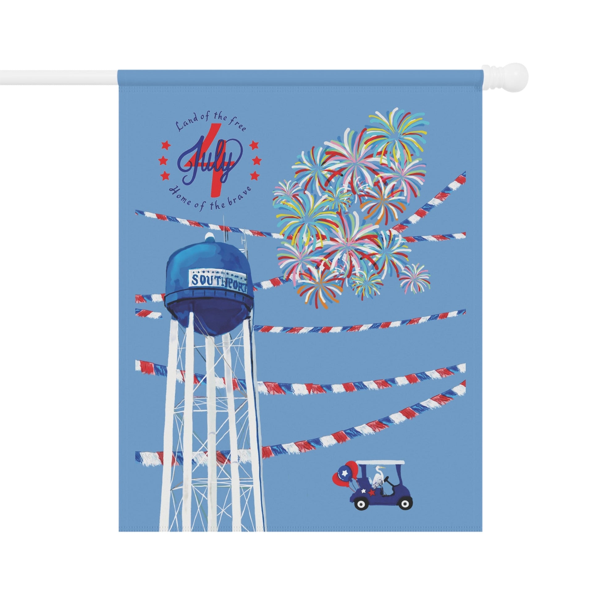 Southport July 4th Celebration House Flag & Garden Flag - Blue Cava