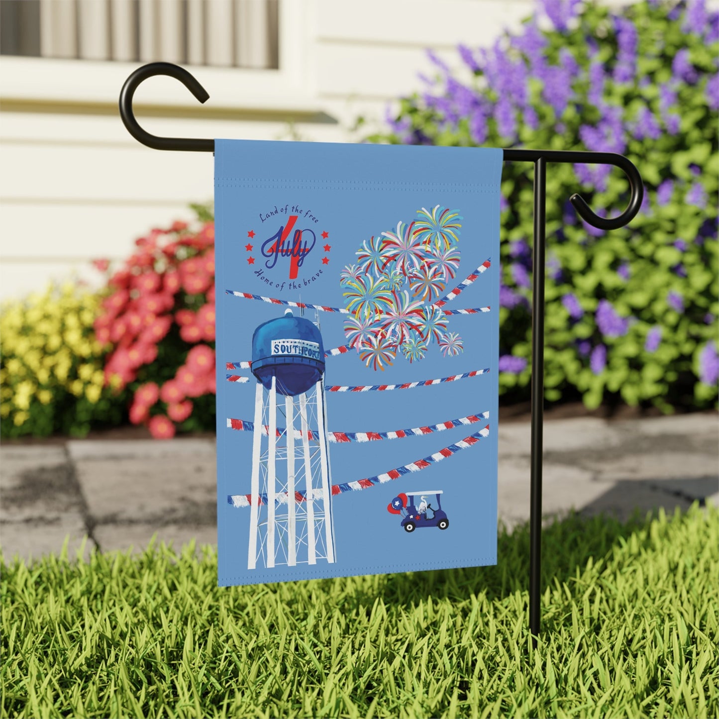 Southport July 4th Celebration House Flag & Garden Flag - Blue Cava