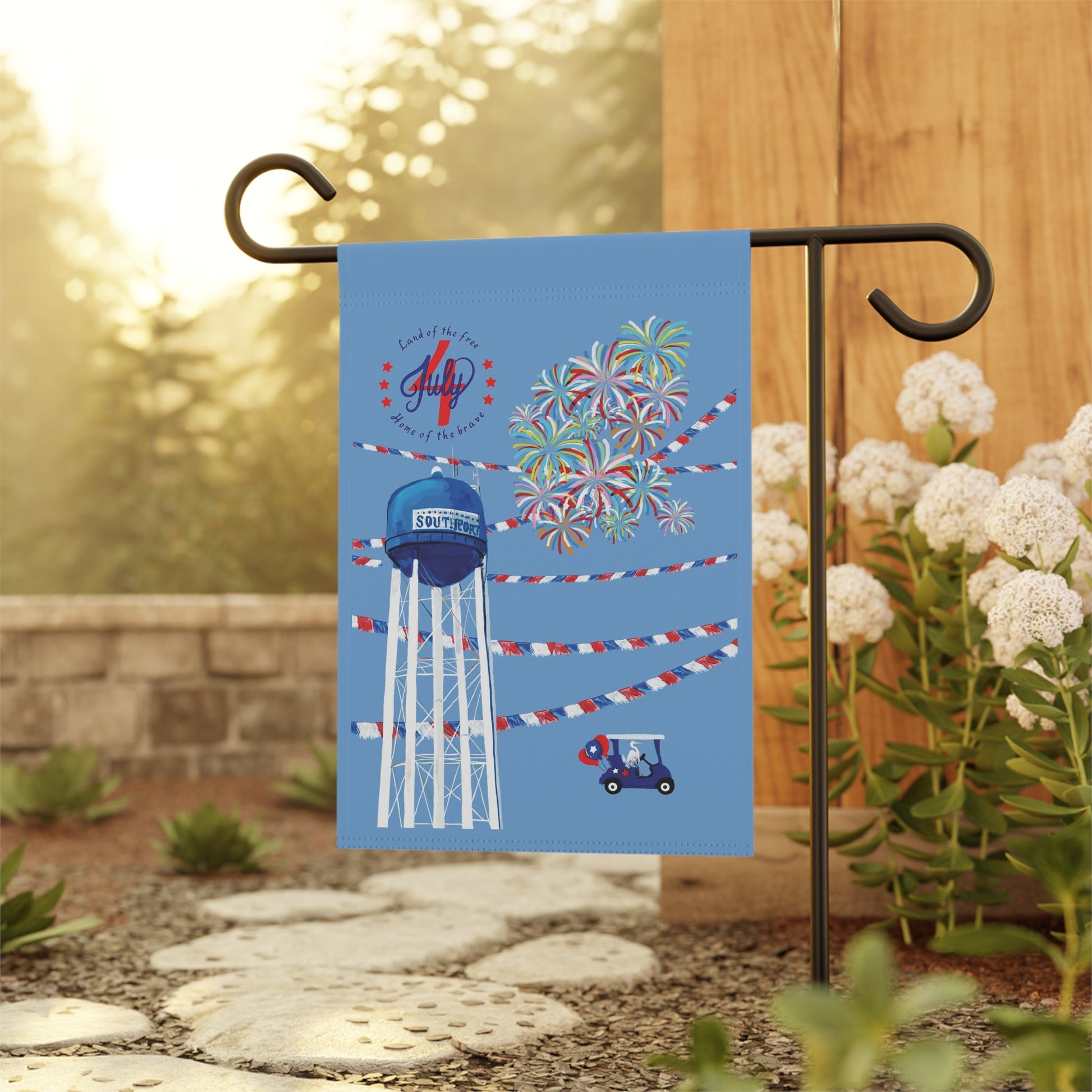 Southport July 4th Celebration House Flag & Garden Flag - Blue Cava