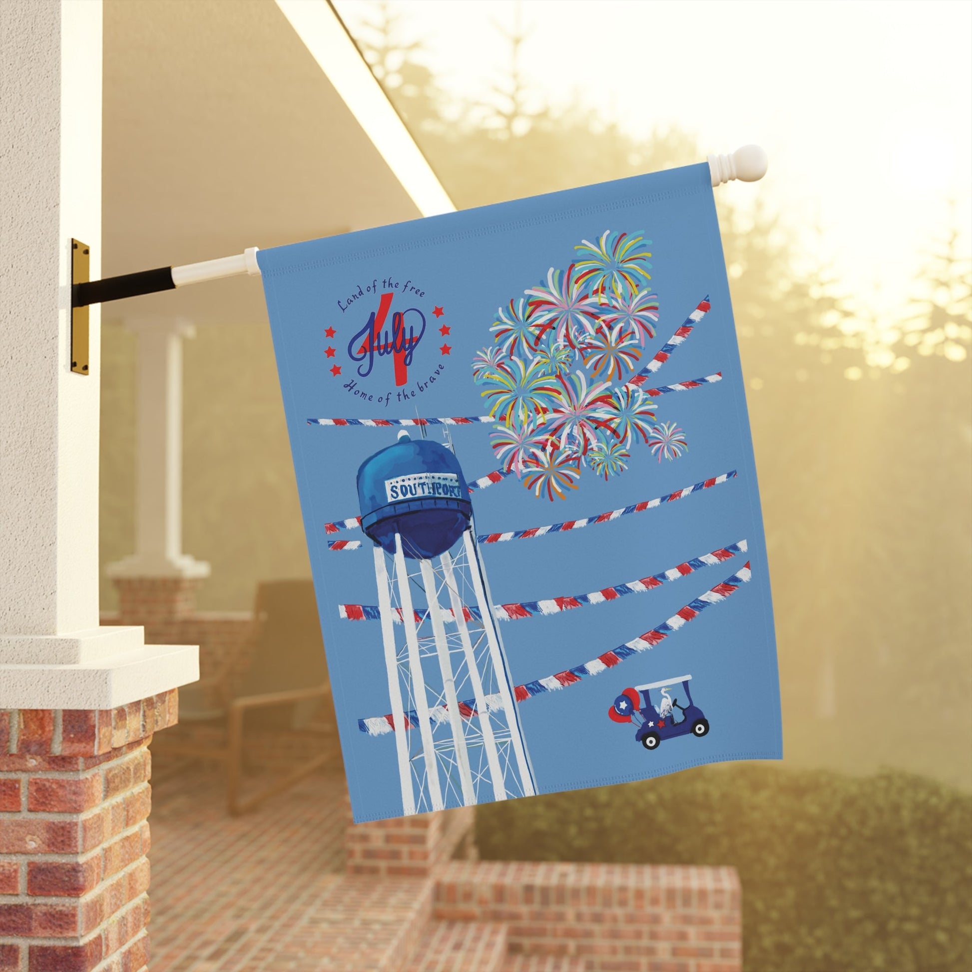Southport July 4th Celebration House Flag & Garden Flag - Blue Cava