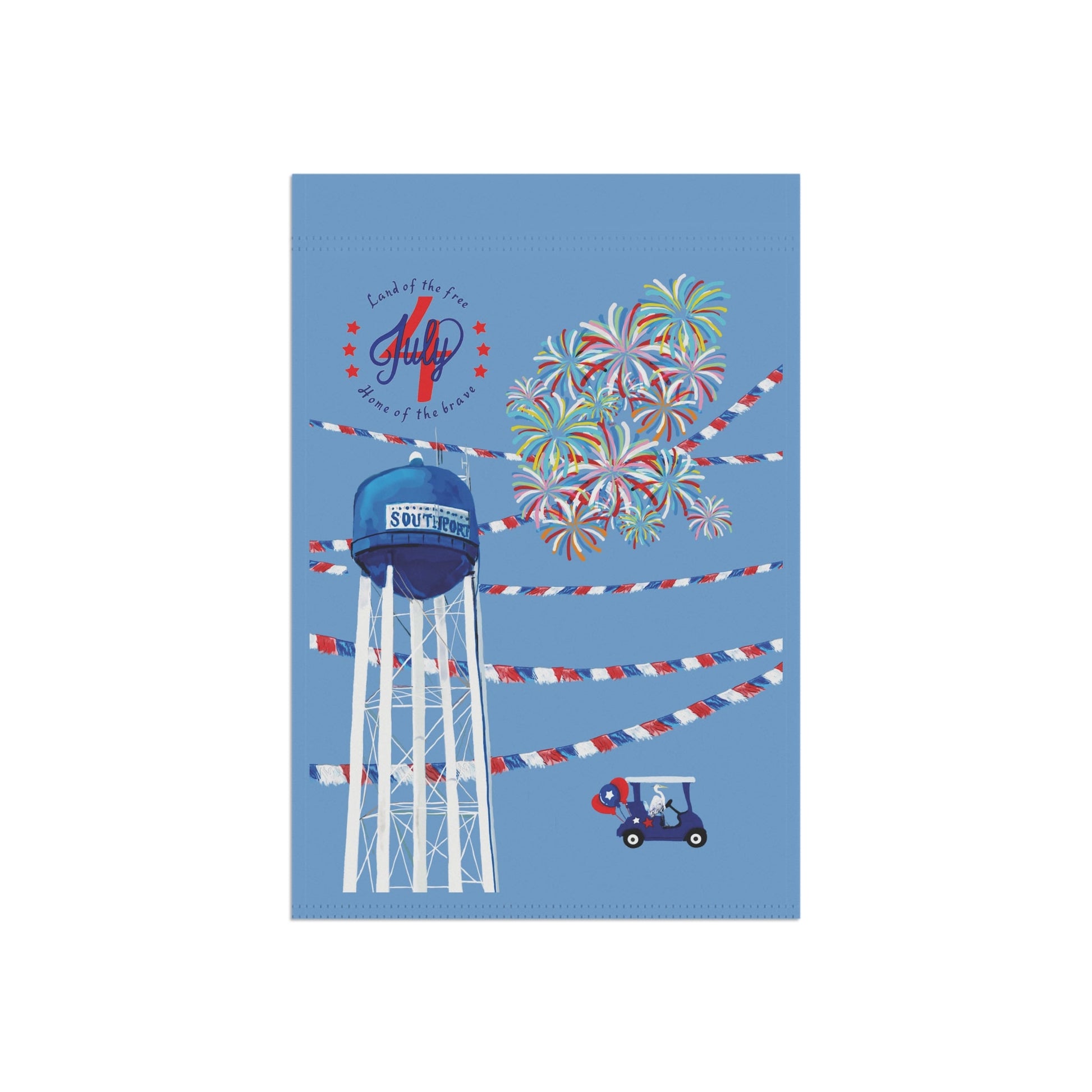 Southport July 4th Celebration House Flag & Garden Flag - Blue Cava