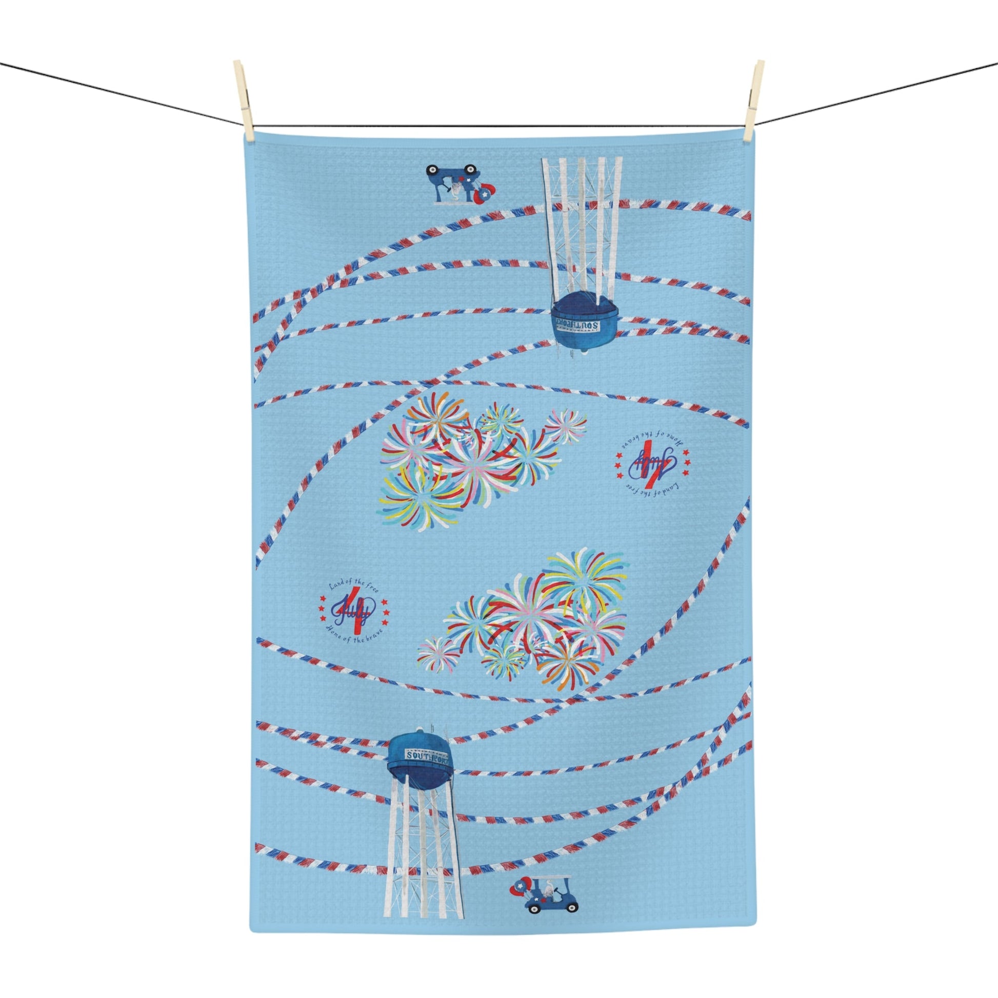 Southport July 4th Microfiber Waffle Towel - Blue Cava