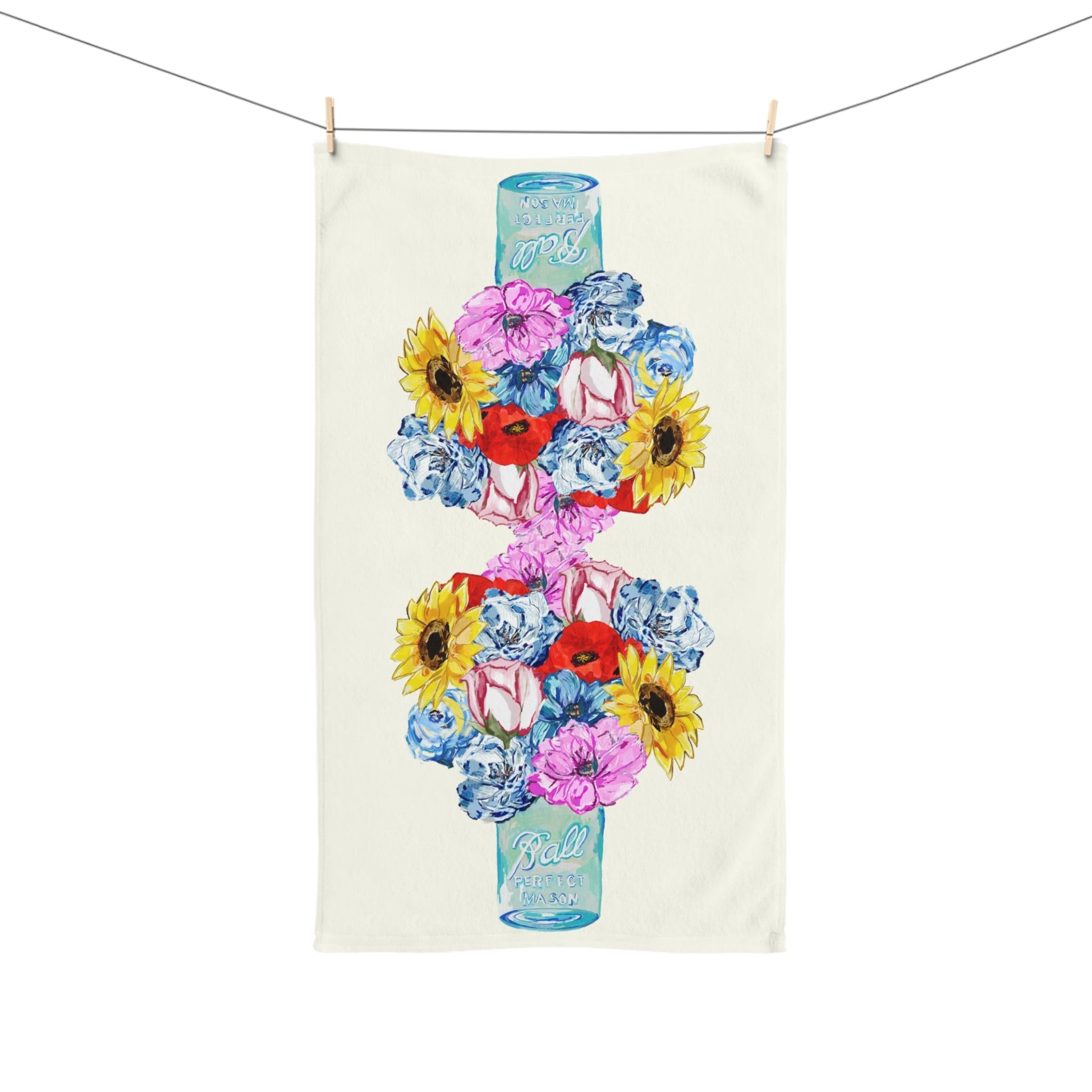 Spring Floral Hand Towel - Blue Cava