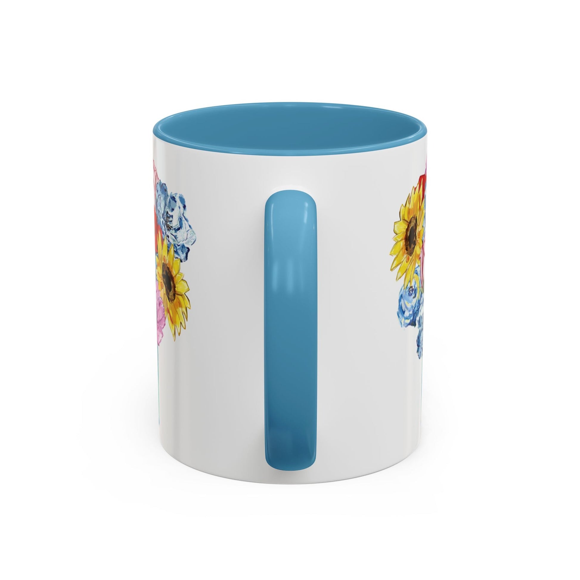 Spring Floral Mason Jar Two Tone Ceramic Mug - 11 oz & 15 oz - Blue Cava
