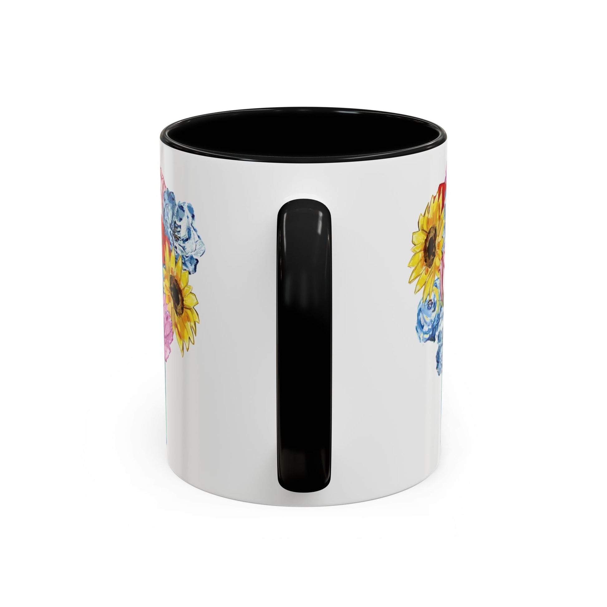 Spring Floral Mason Jar Two Tone Ceramic Mug - 11 oz & 15 oz - Blue Cava