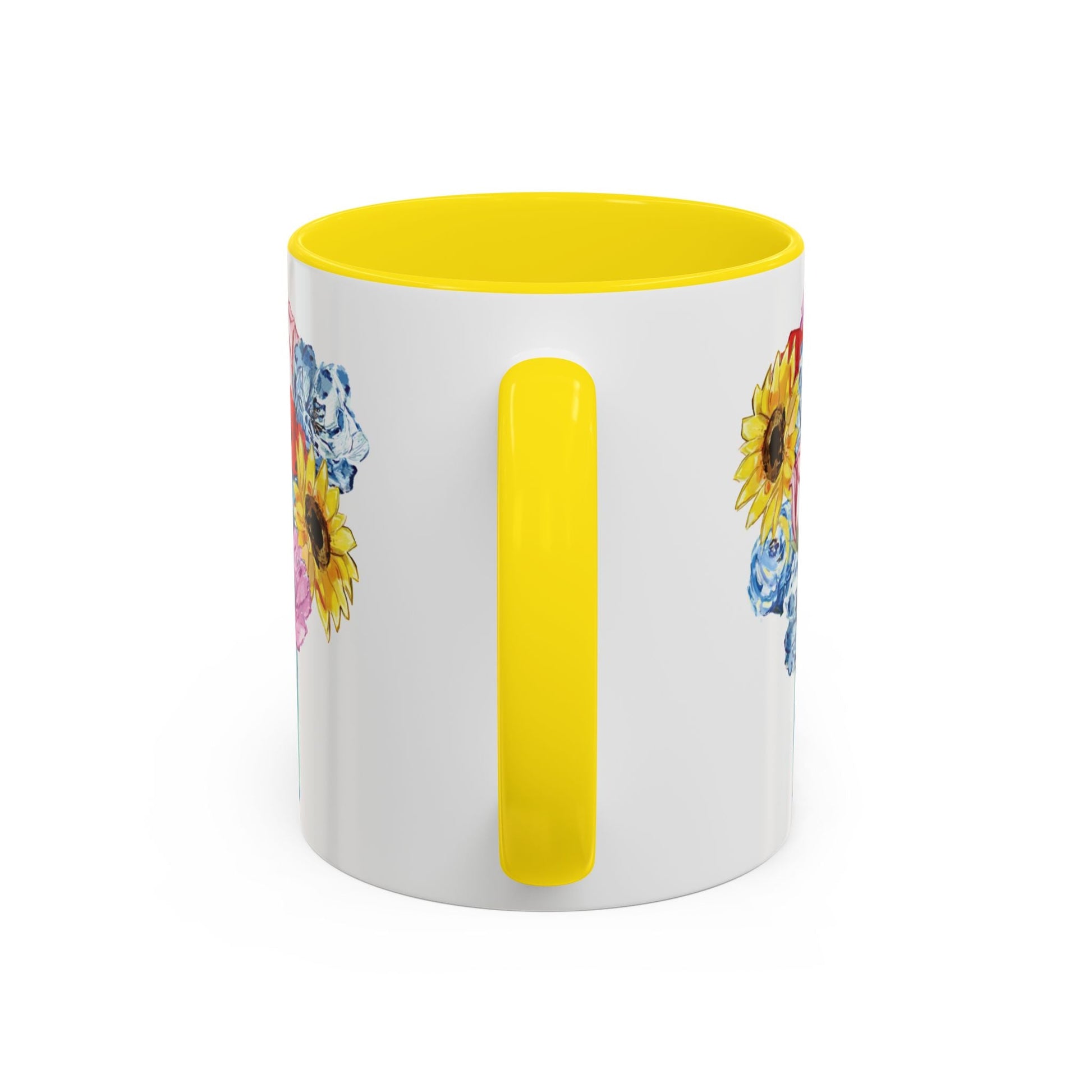 Spring Floral Mason Jar Two Tone Ceramic Mug - 11 oz & 15 oz - Blue Cava