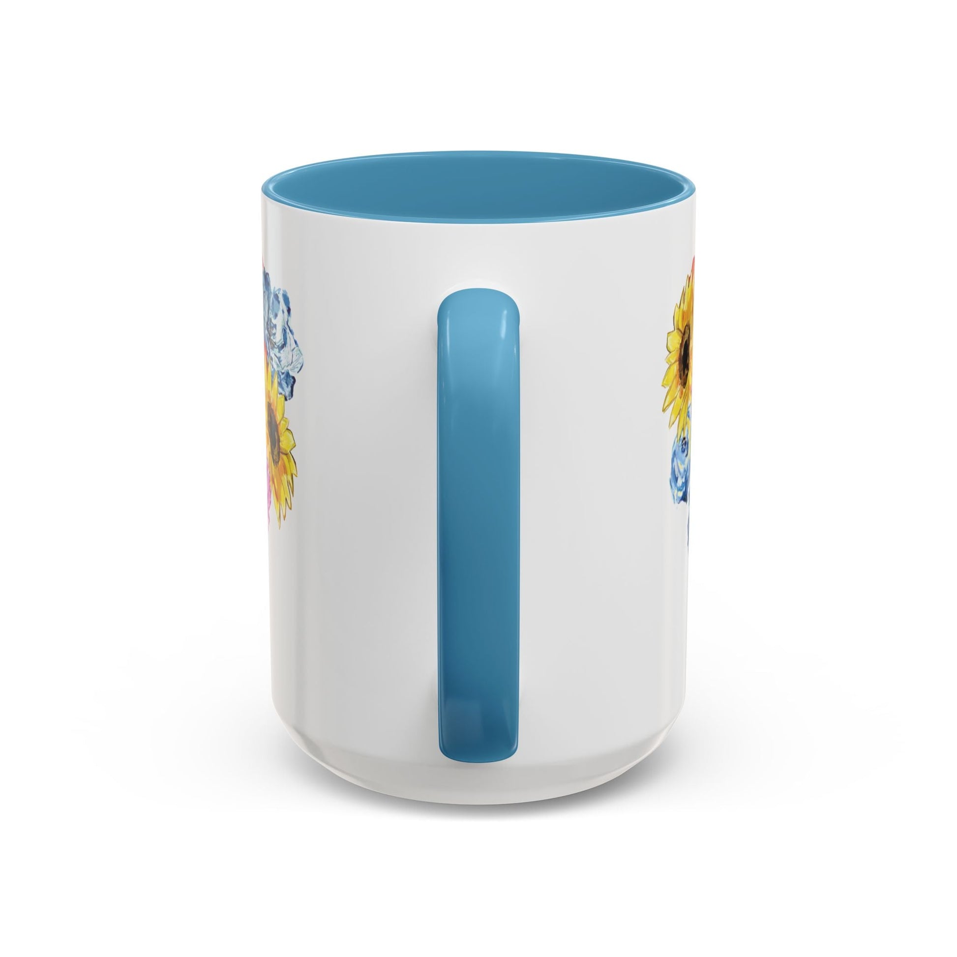 Spring Floral Mason Jar Two Tone Ceramic Mug - 11 oz & 15 oz - Blue Cava