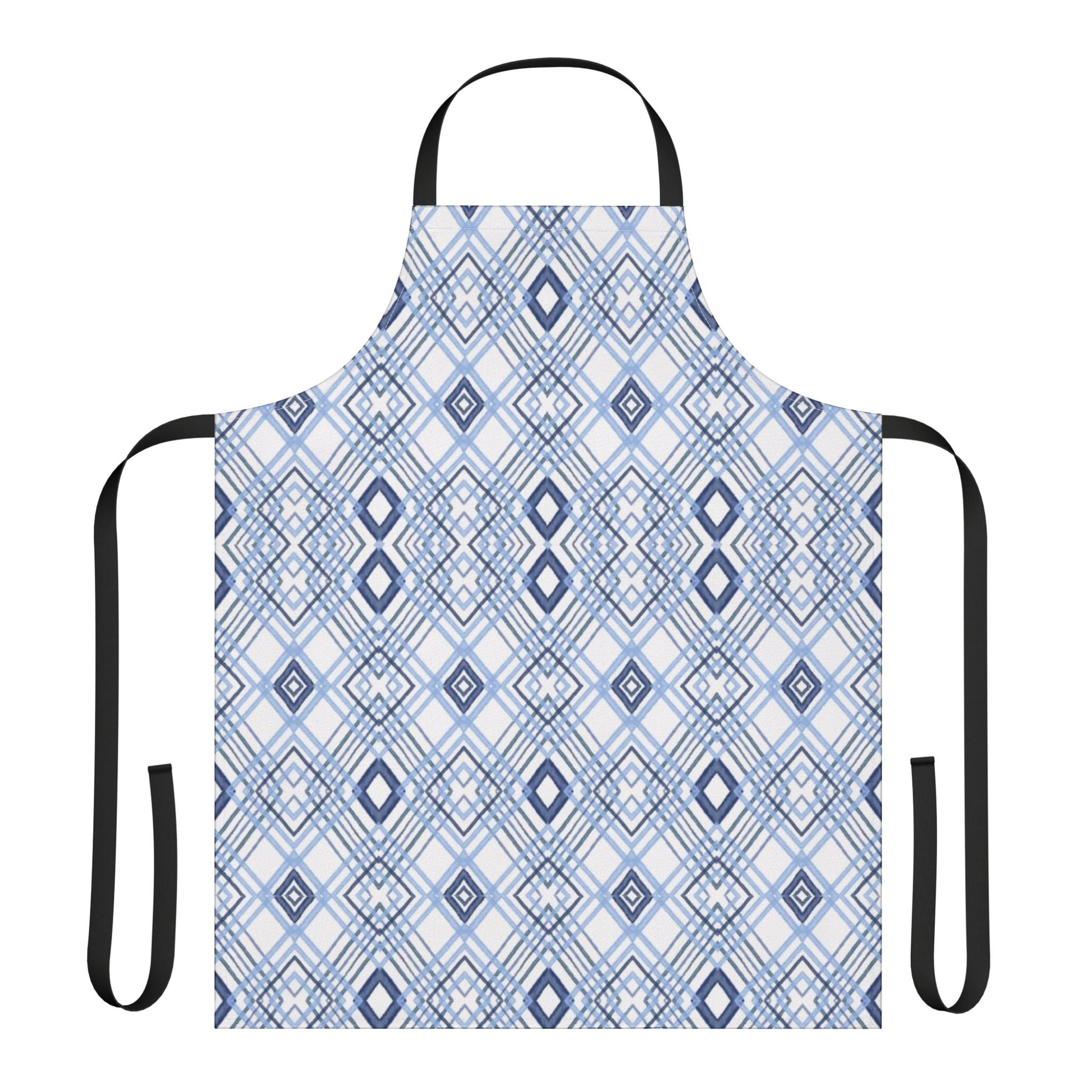 Stylish Geometric Blue Diamond Aprons With Color Straps - Blue Cava