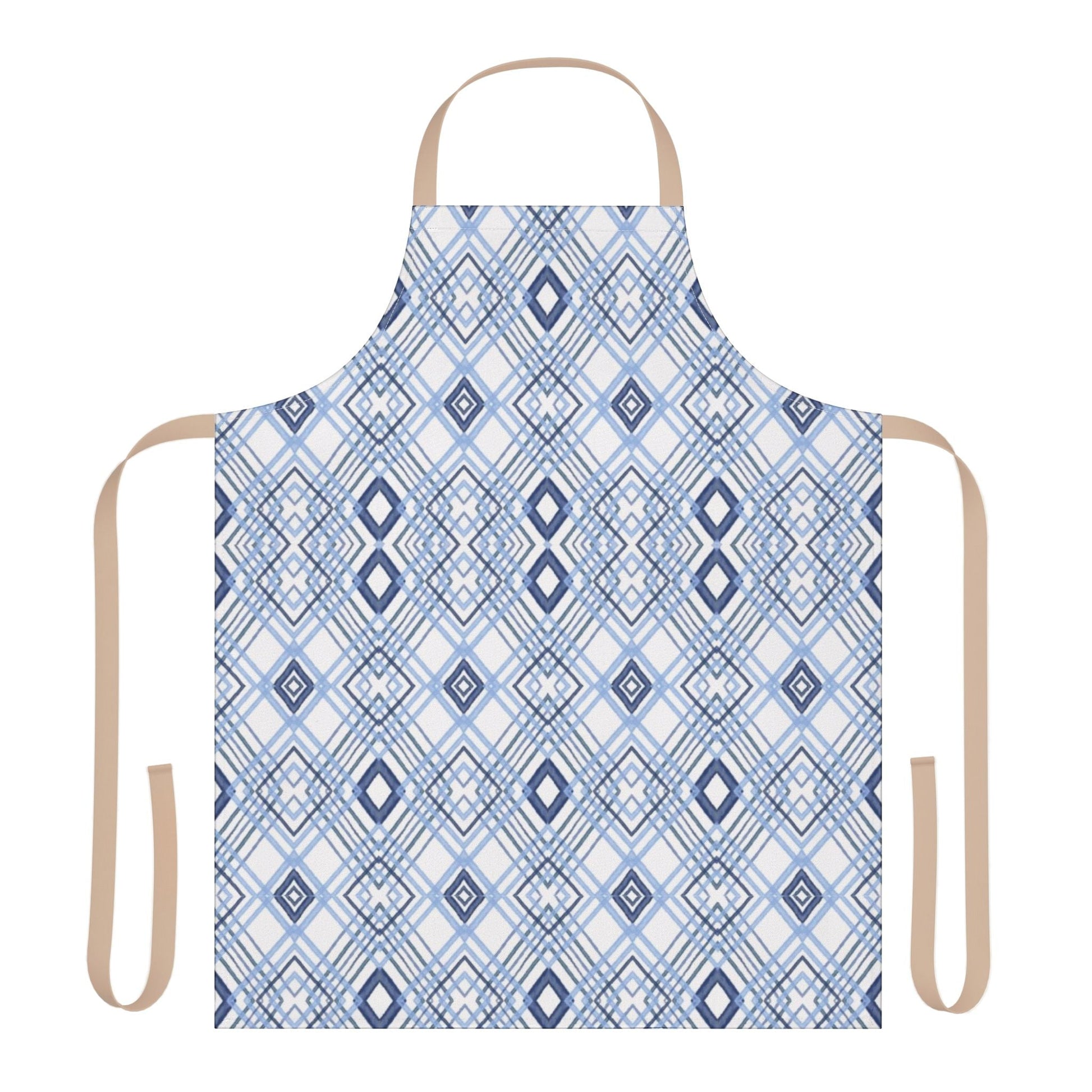 Stylish Geometric Blue Diamond Aprons With Color Straps - Blue Cava