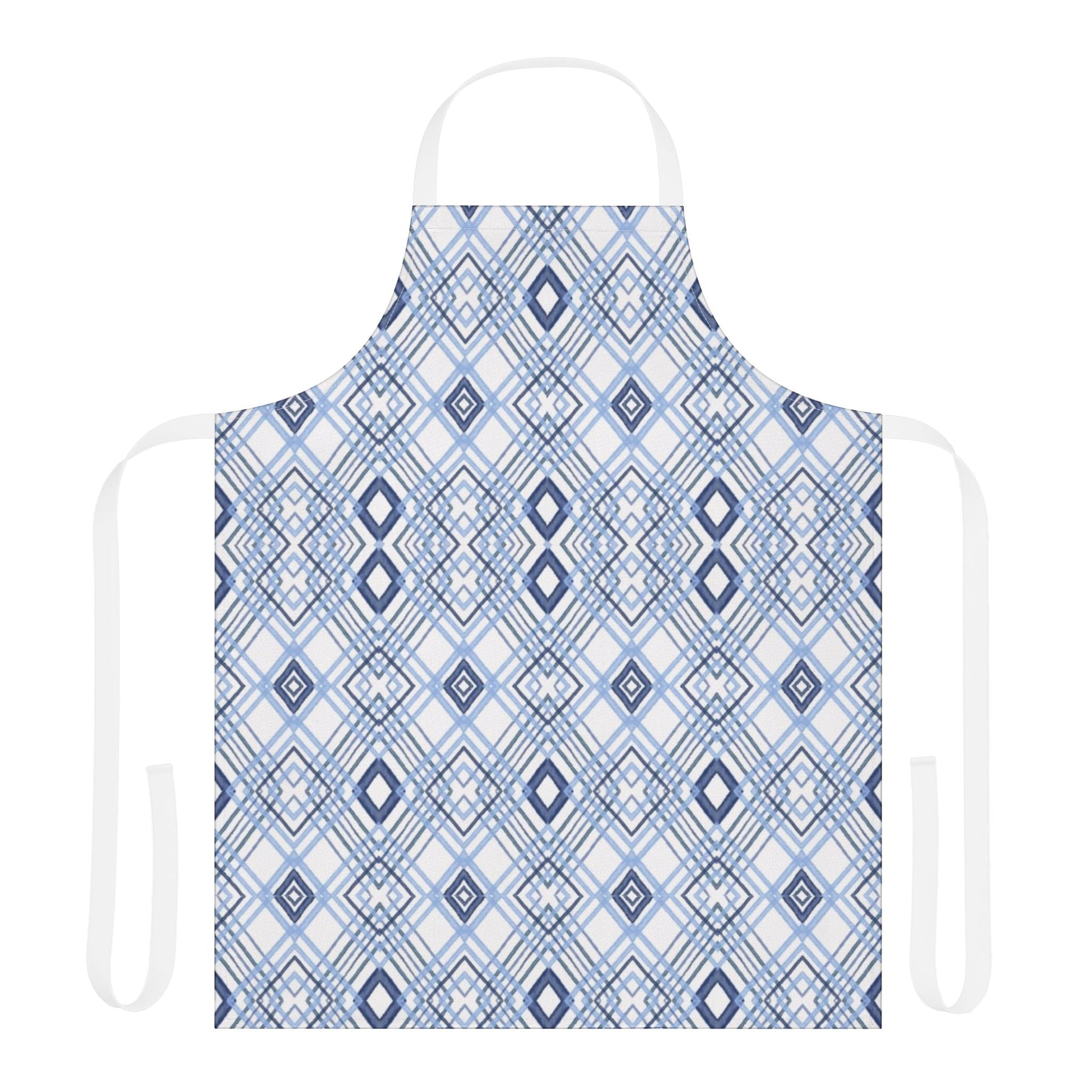 Stylish Geometric Blue Diamond Aprons With Color Straps - Blue Cava