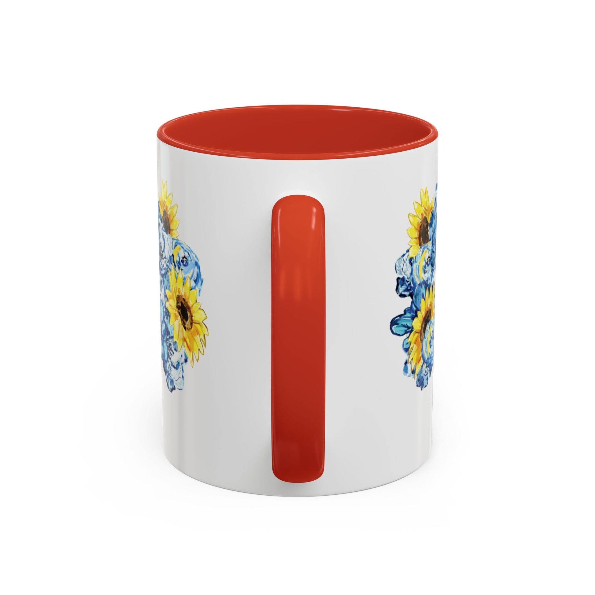 Sunflower Mason Jar Bouquet Two Tone Ceramic Coffee Mug - 11 oz & 15 oz - Blue Cava