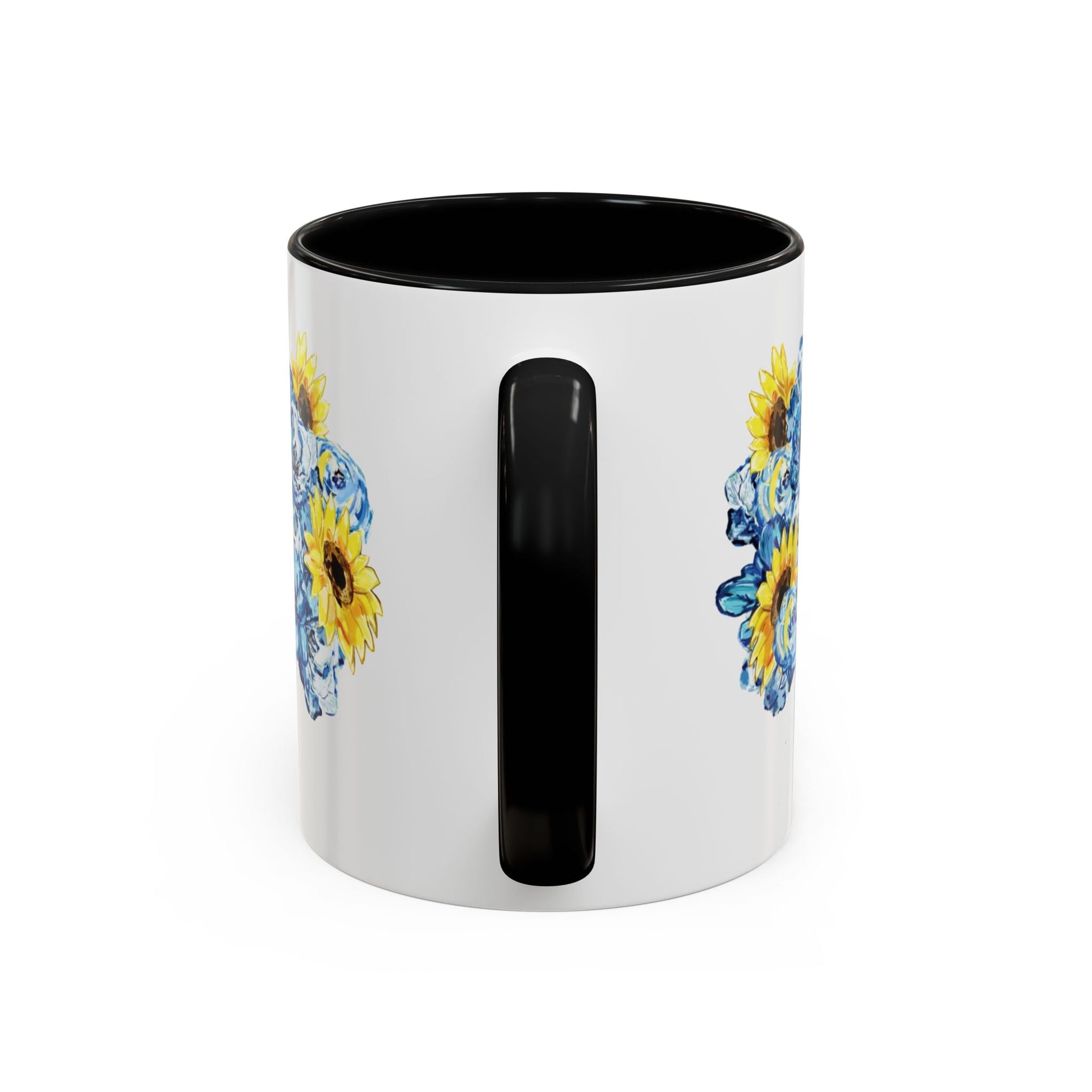 Sunflower Mason Jar Bouquet Two Tone Ceramic Coffee Mug - 11 oz & 15 oz - Blue Cava