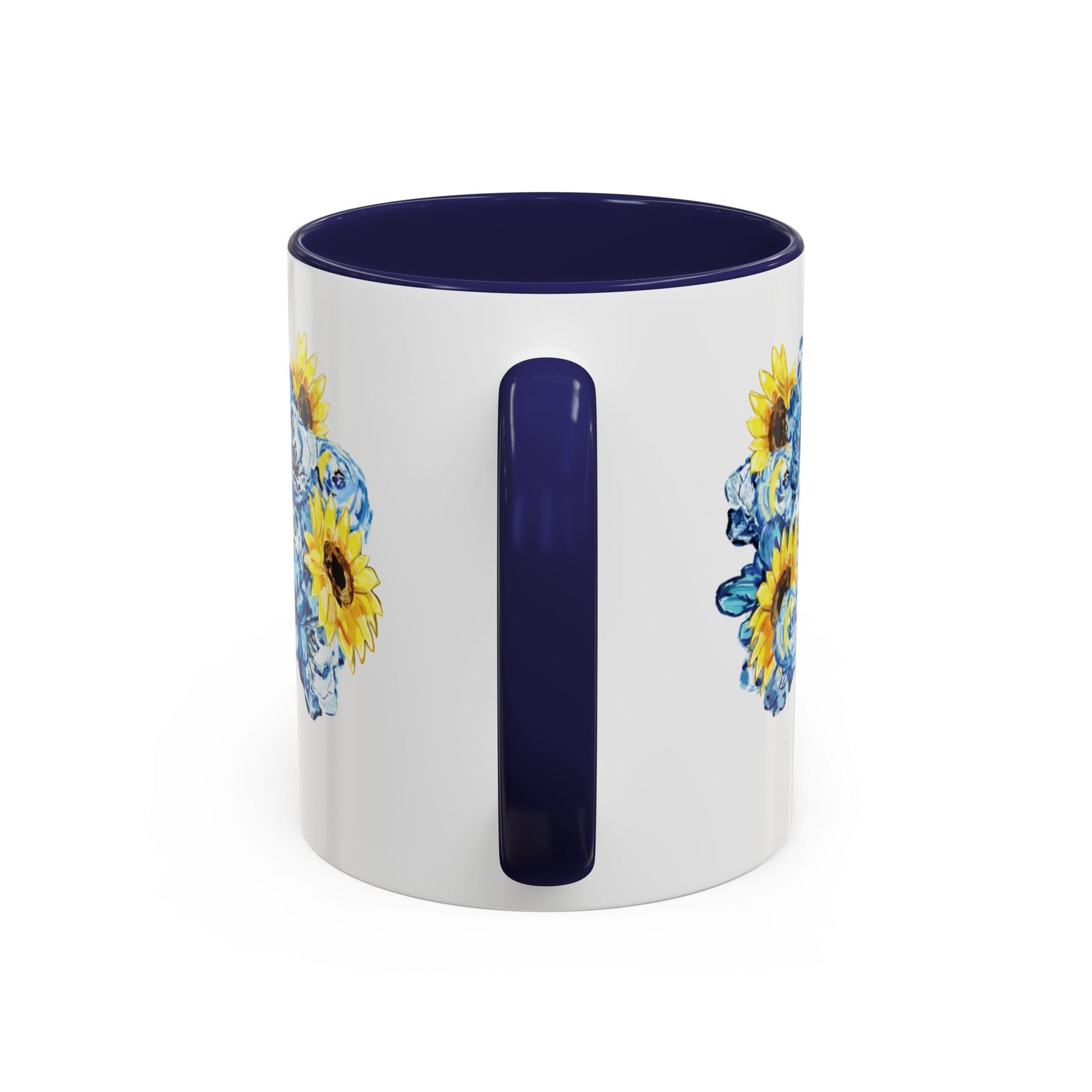 Sunflower Mason Jar Bouquet Two Tone Ceramic Coffee Mug - 11 oz & 15 oz - Blue Cava