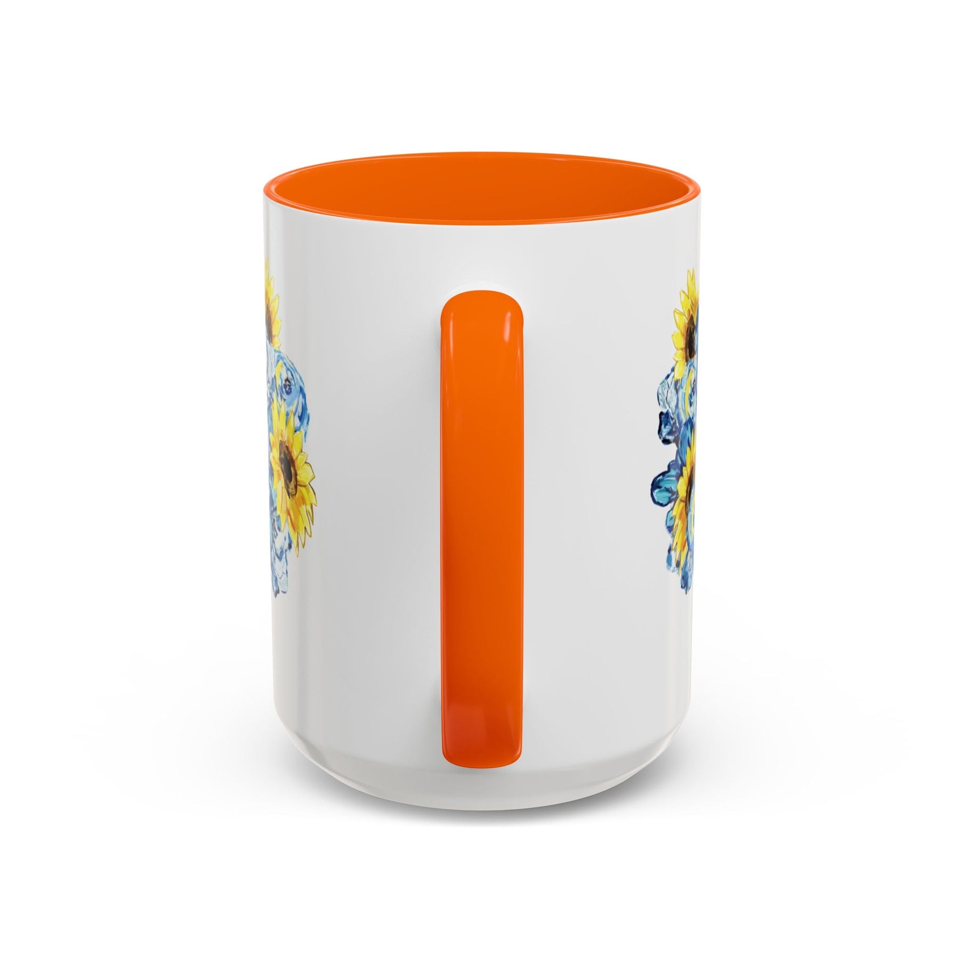 Sunflower Mason Jar Bouquet Two Tone Ceramic Coffee Mug - 11 oz & 15 oz - Blue Cava